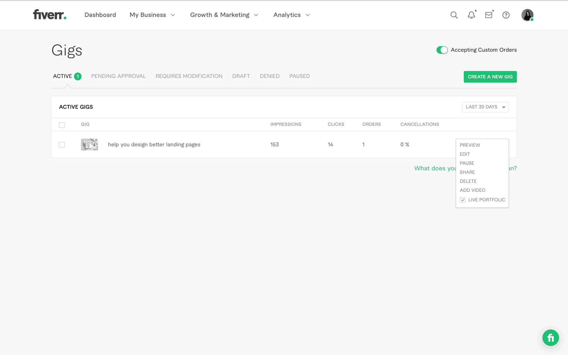 Fiverr Web Business interface screenshot 24