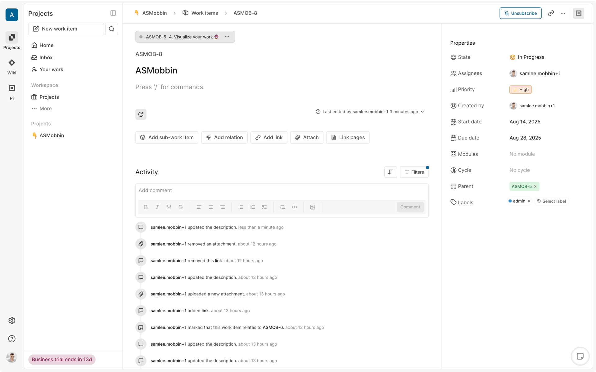 Plane Web Business interface screenshot 8