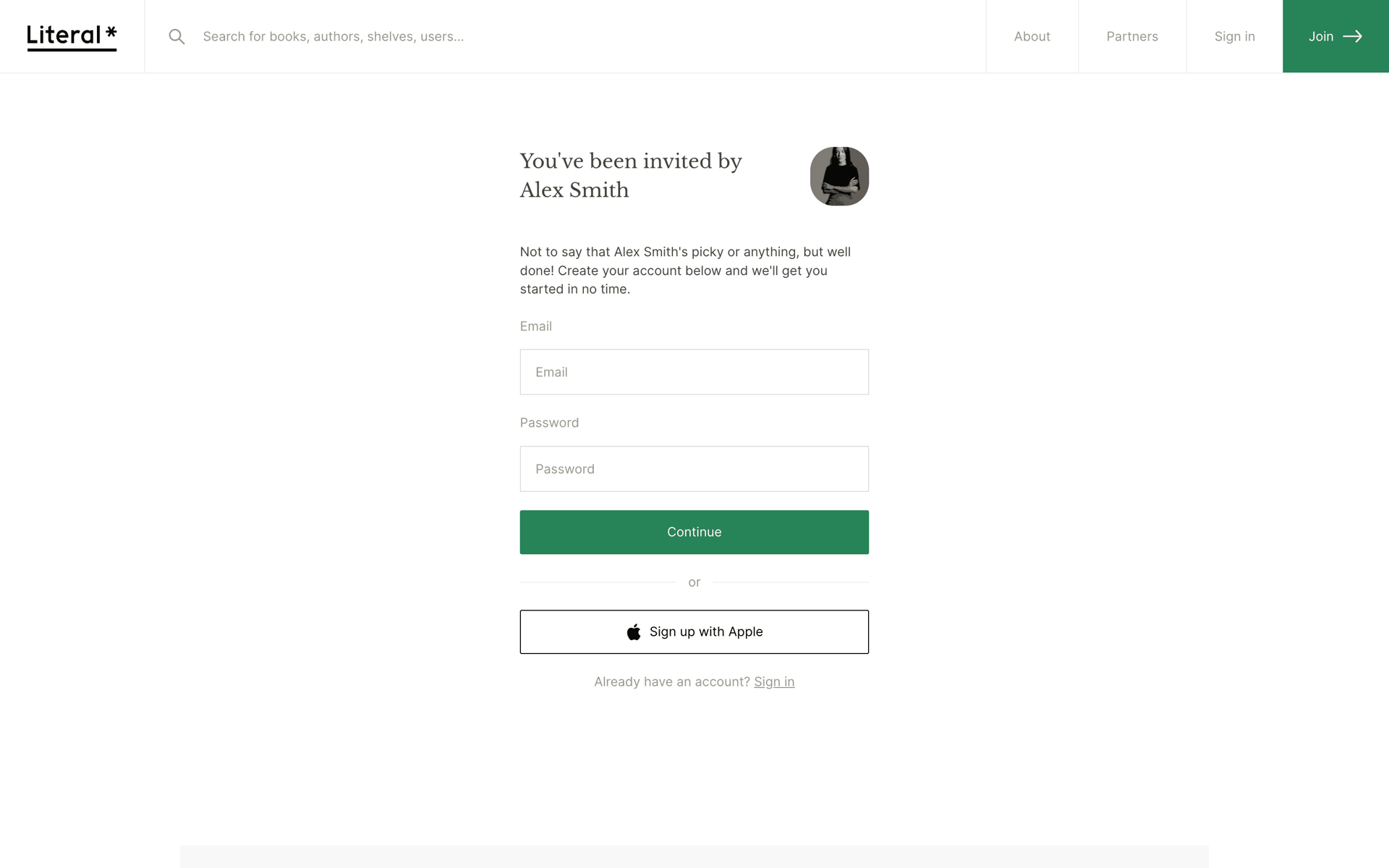 Literal Web Lifestyle interface screenshot 2