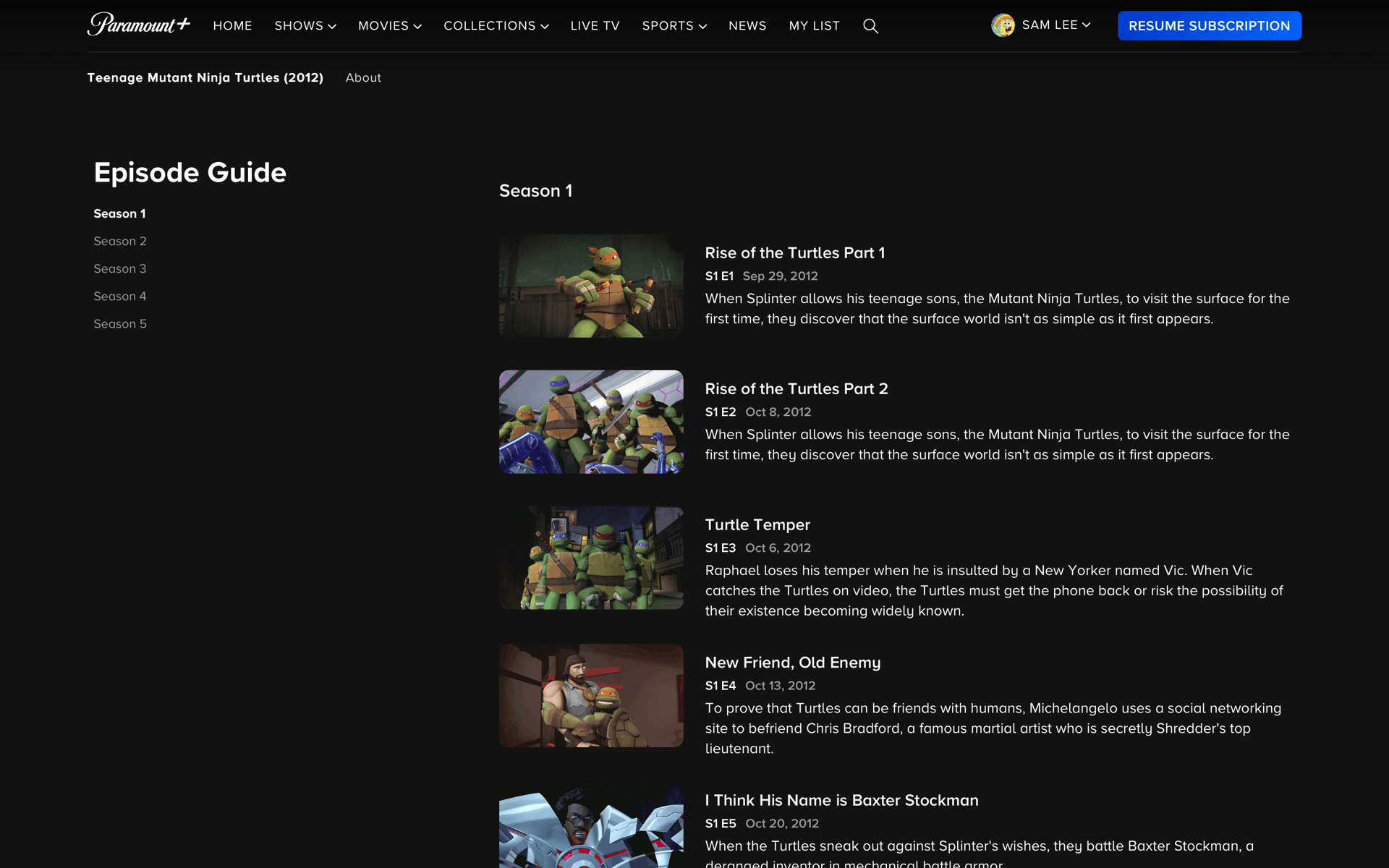 Paramount+ Web streaming interface screenshot 16