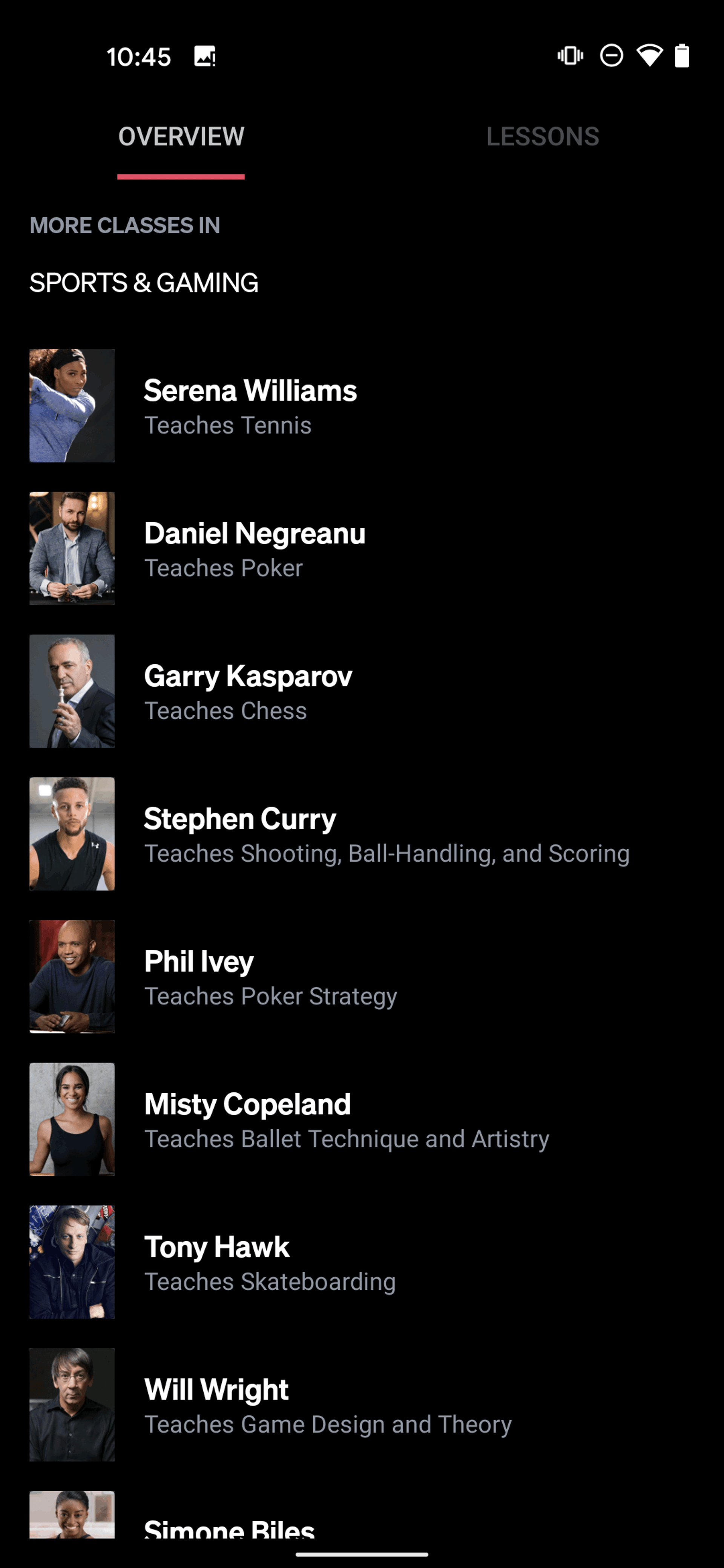 MasterClass Android Education interface screenshot 23