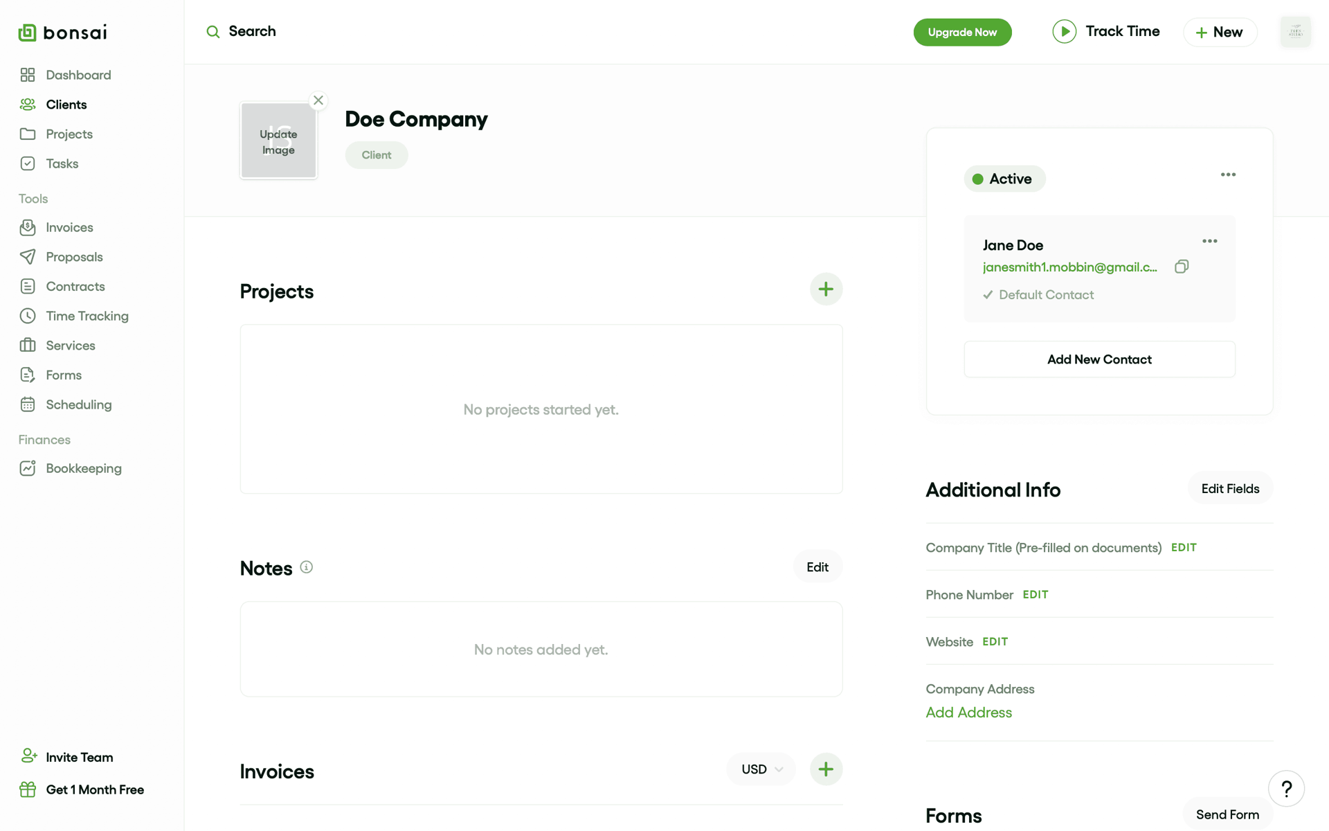 Bonsai Web Finance interface screenshot 14