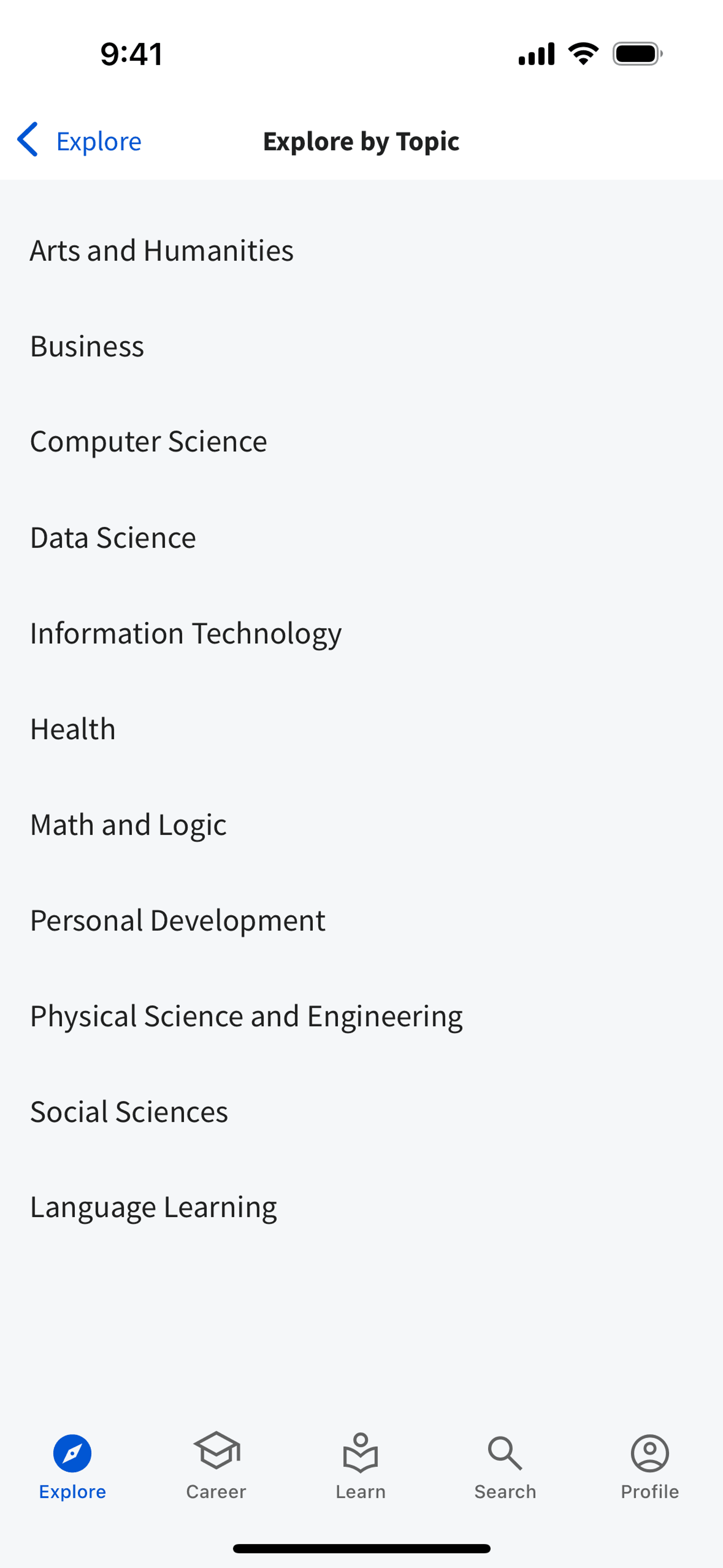 Coursera iOS Education interface screenshot 7