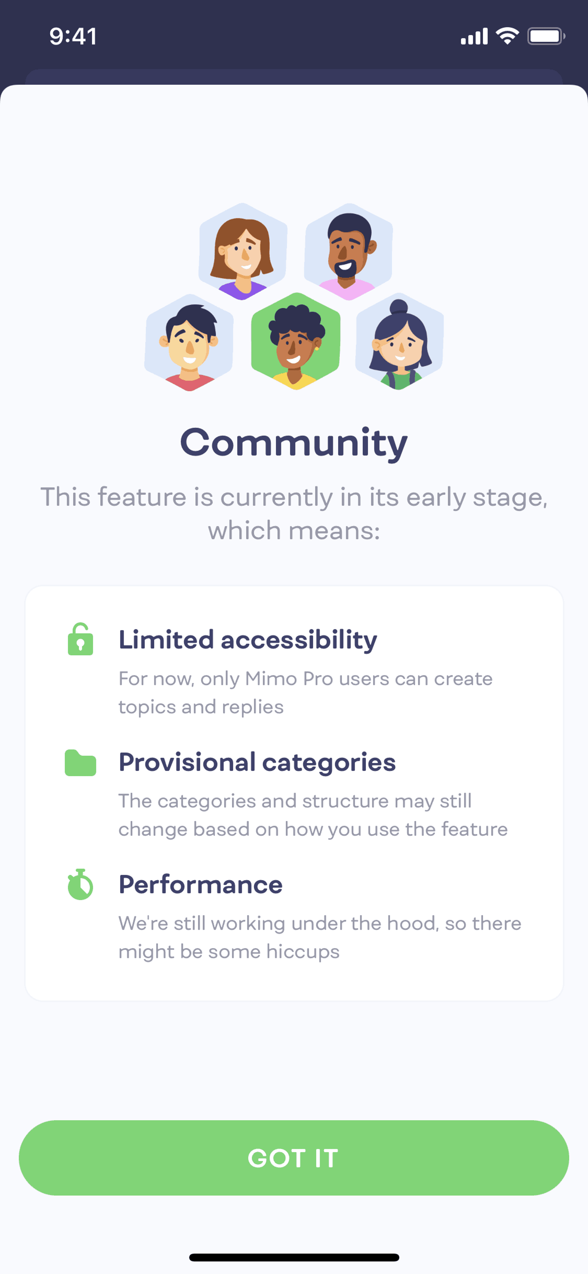 Mimo iOS Education interface screenshot 9