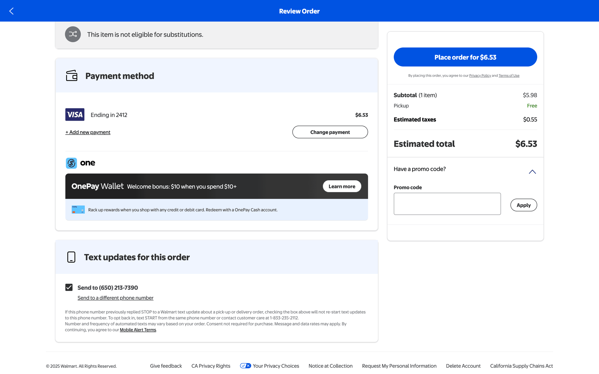 Walmart Web Shopping interface screenshot 11