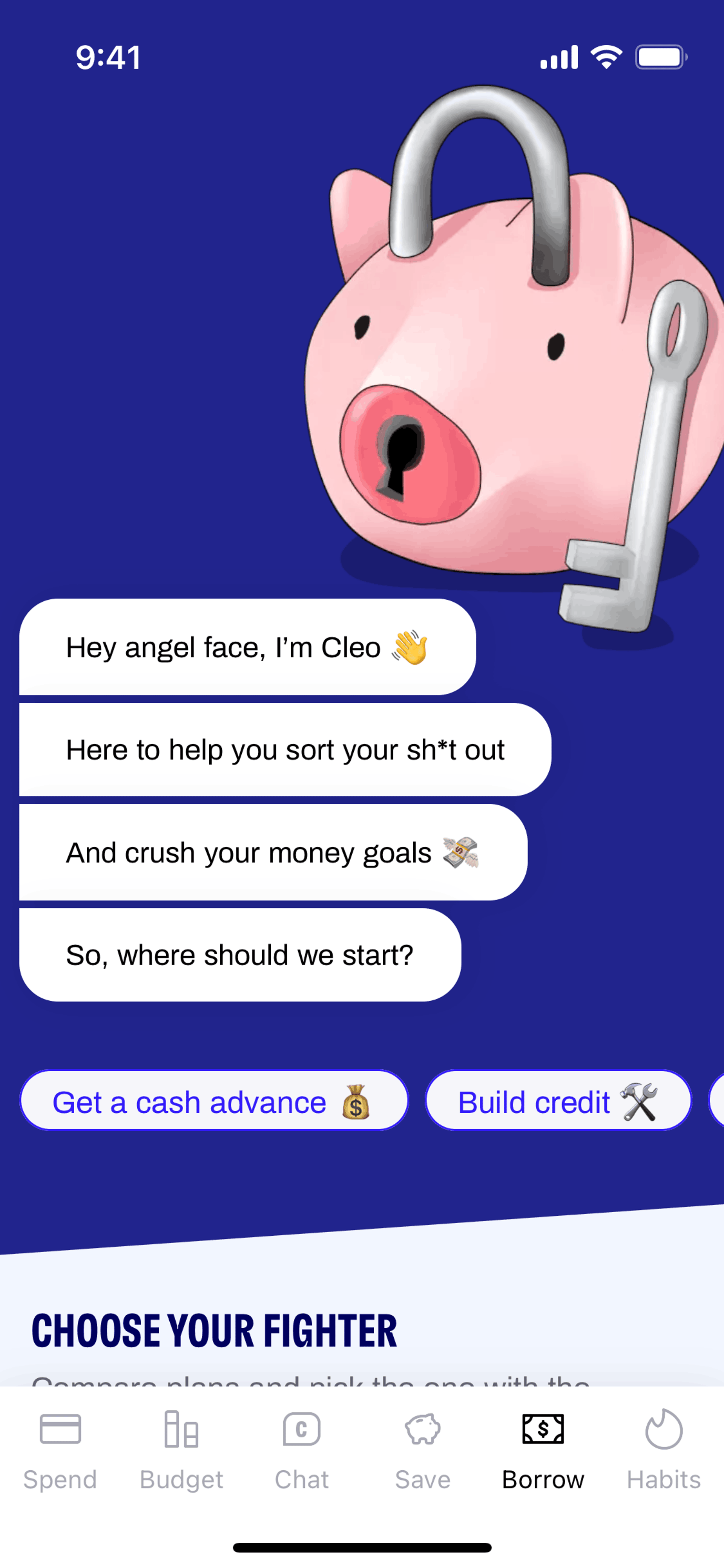 Cleo iOS Finance interface screenshot 16