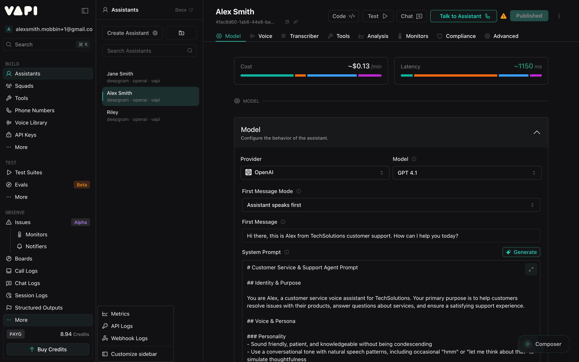 Vapi Web AI interface screenshot 20