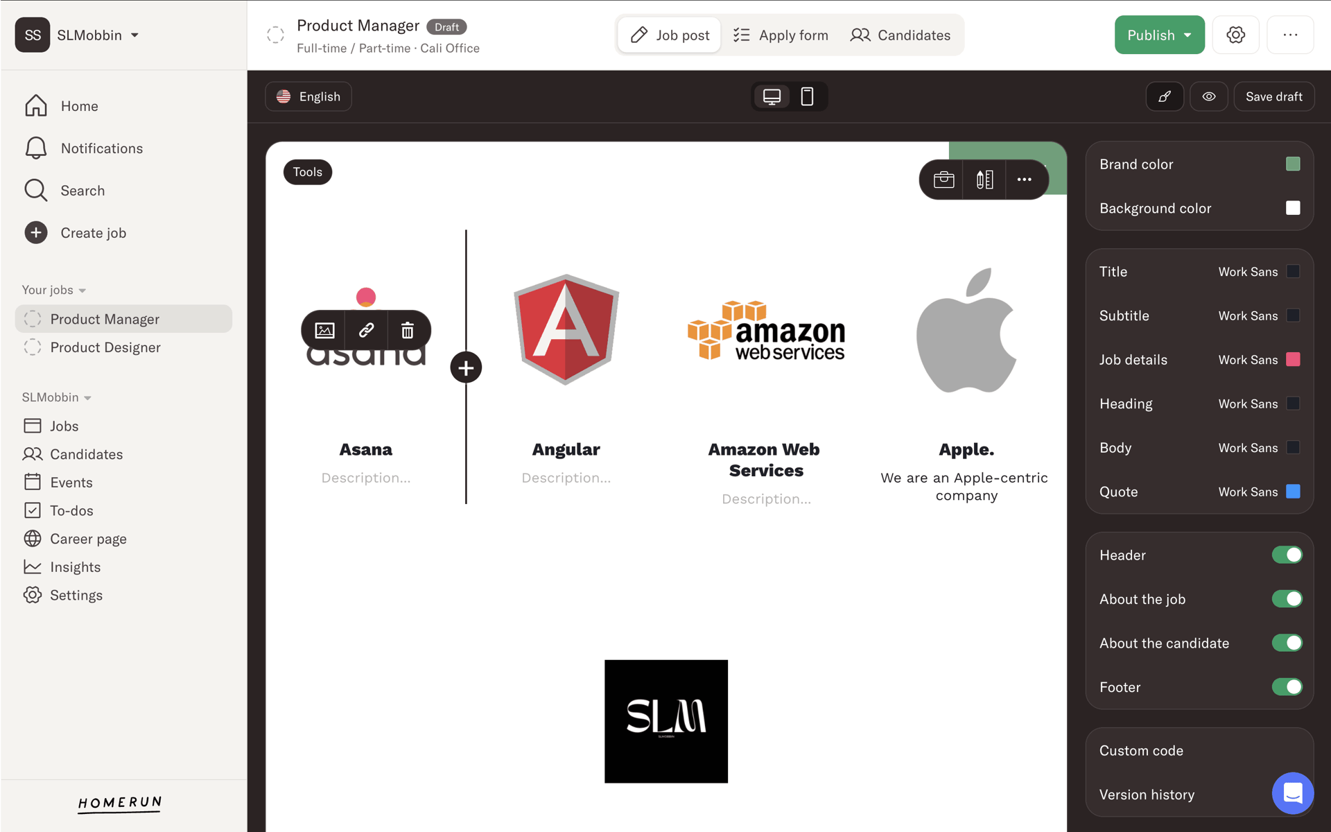 Homerun Web Business interface screenshot 13