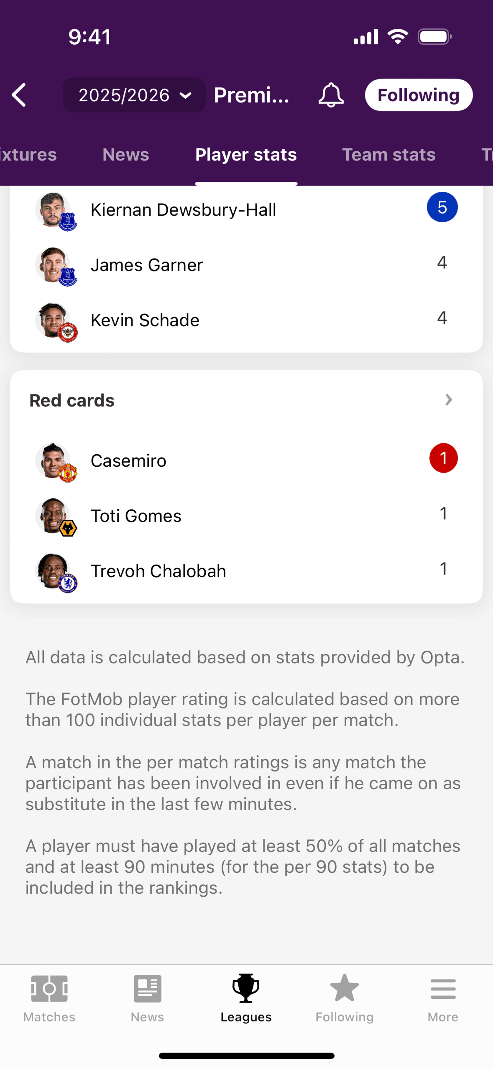 FotMob iOS Sports interface screenshot 17