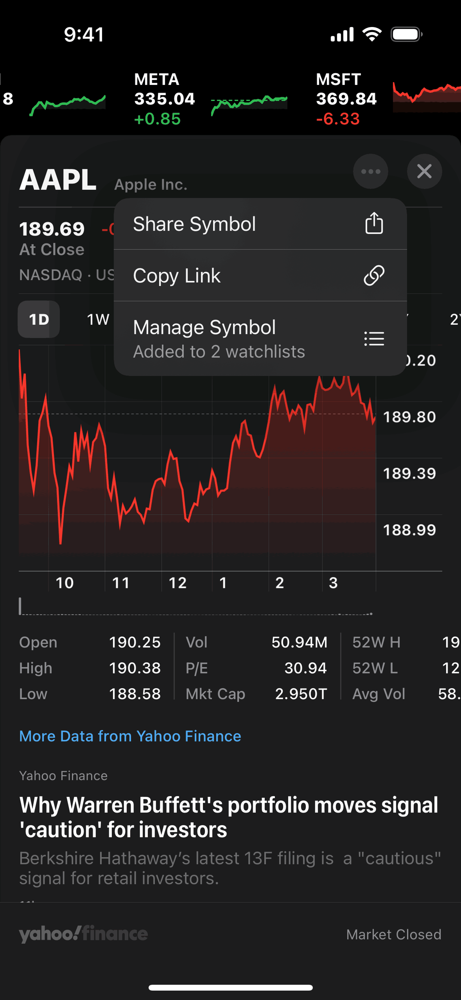 Stocks iOS Finance interface screenshot 15