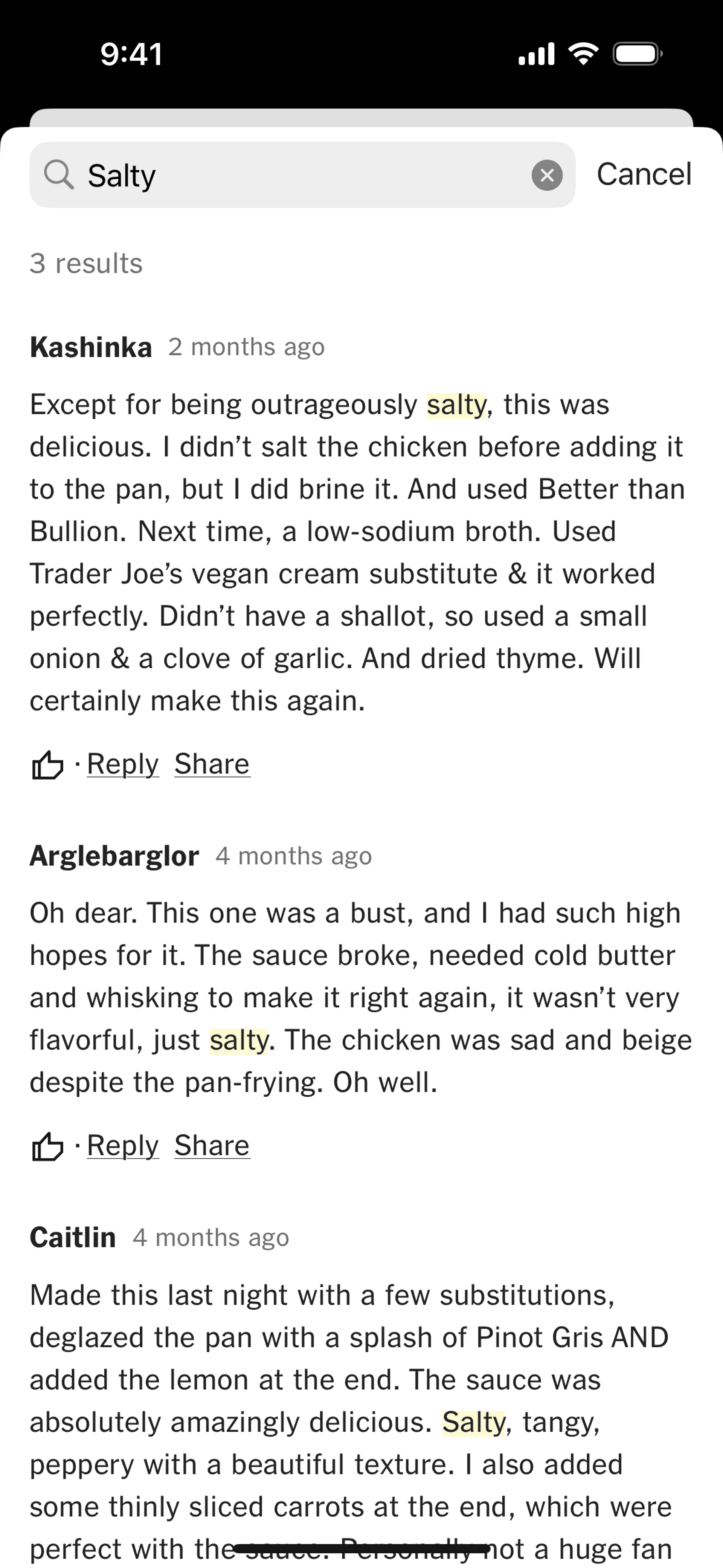 NYT Cooking iOS Food & Drink interface screenshot 9