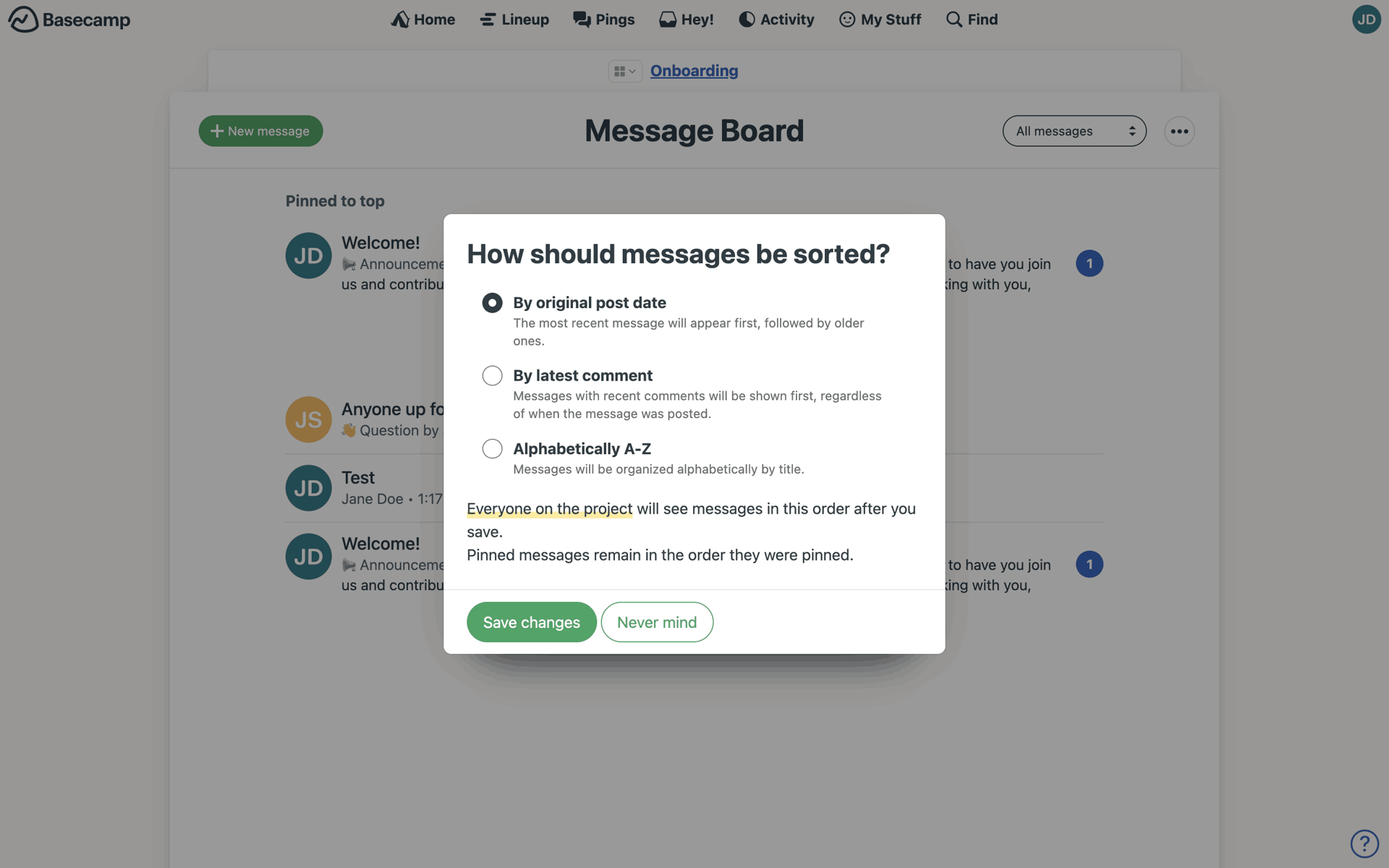 Basecamp Web Business interface screenshot 5