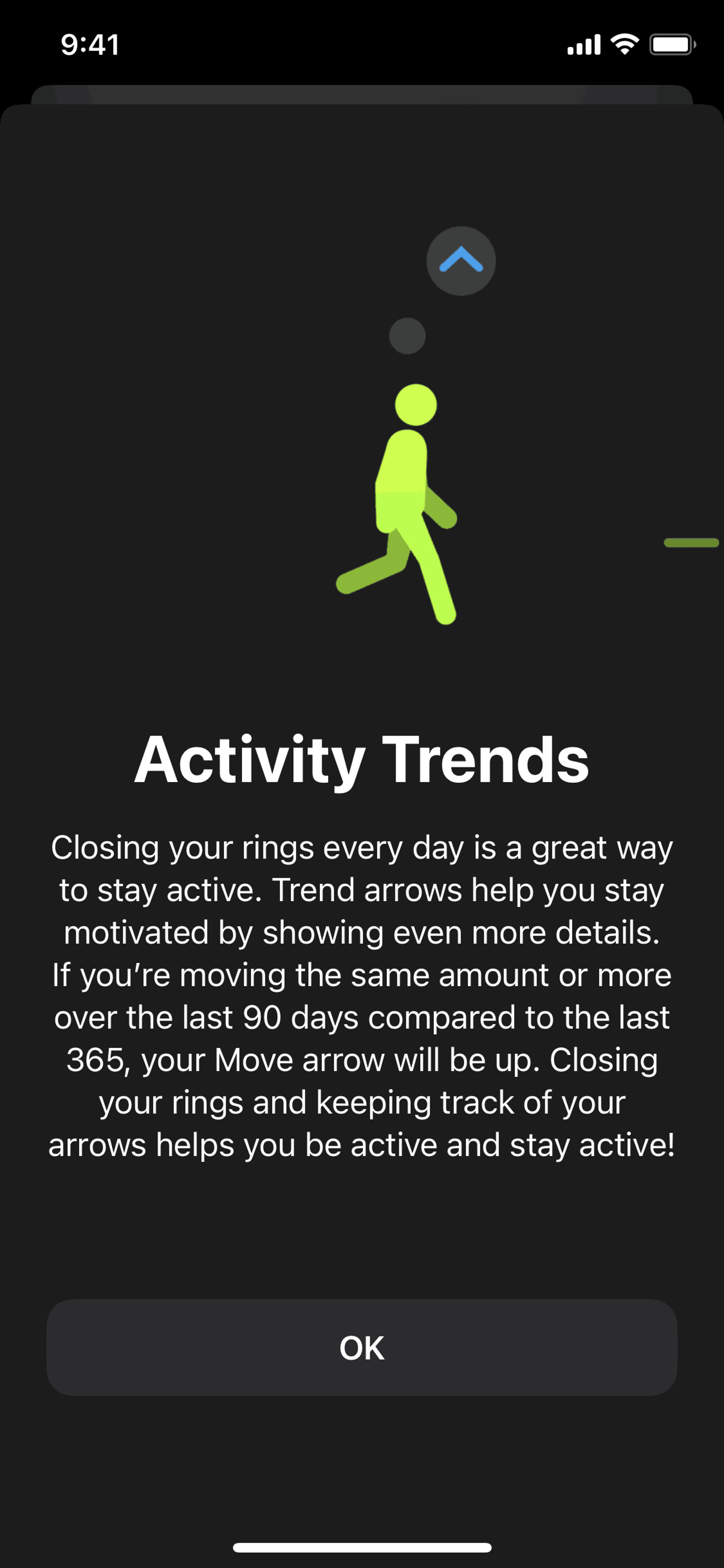 Turning on activity trends on Apple Fitness (ios) screen 2