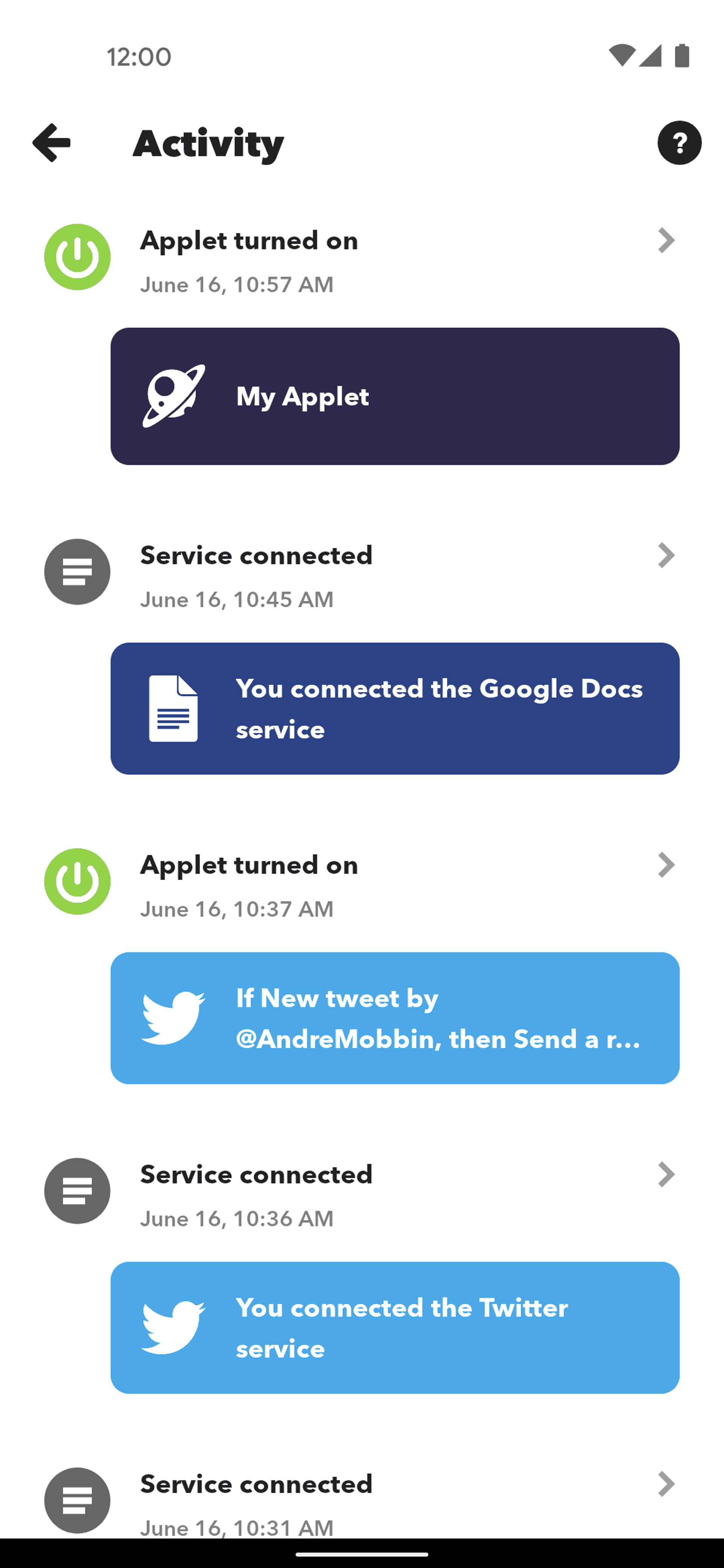 IFTTT Android Productivity interface screenshot 14