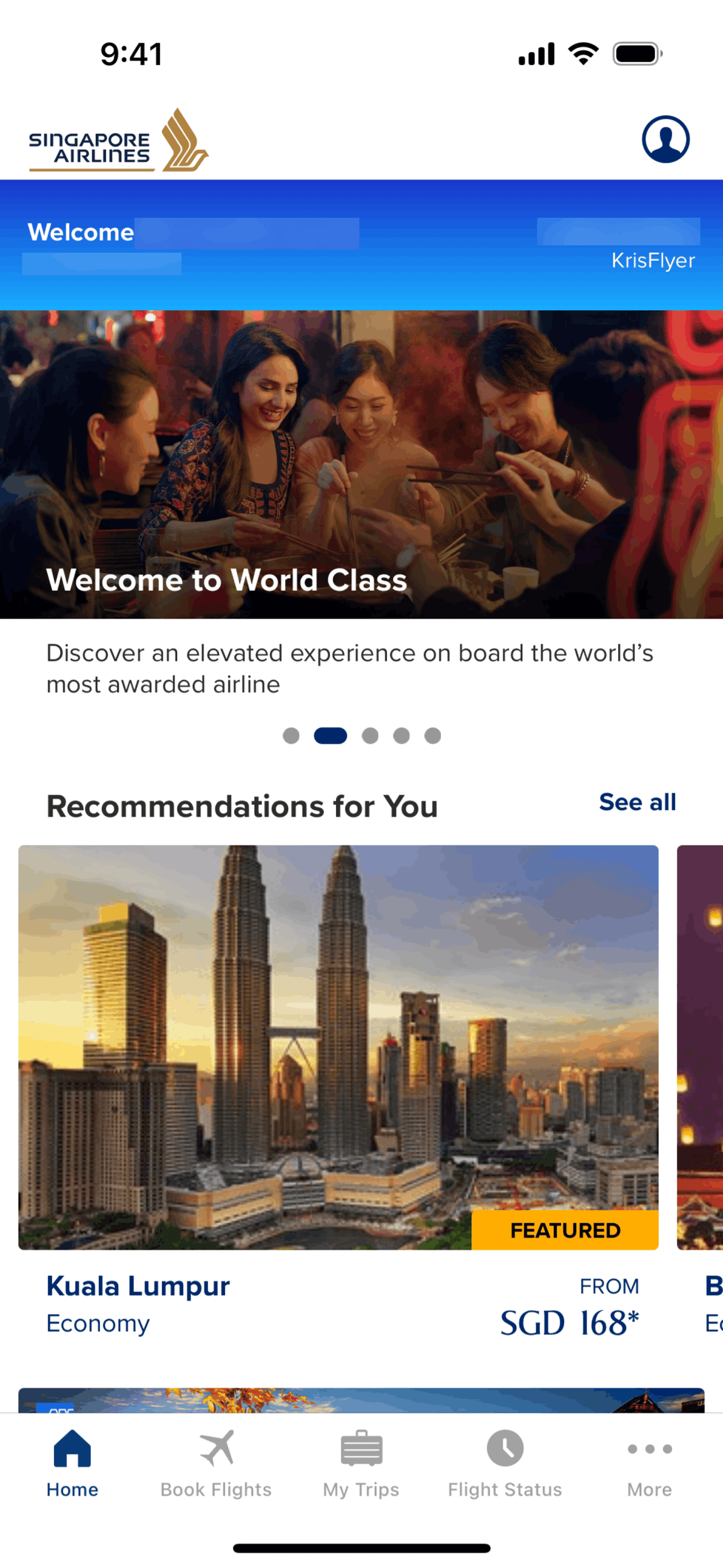 Singapore Airlines iOS Travel & Transportation interface screenshot 2