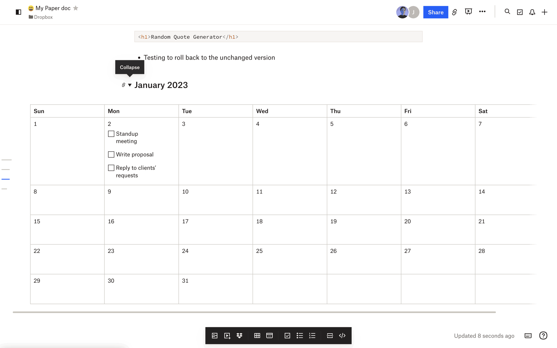 Dropbox Paper Web Productivity interface screenshot 21