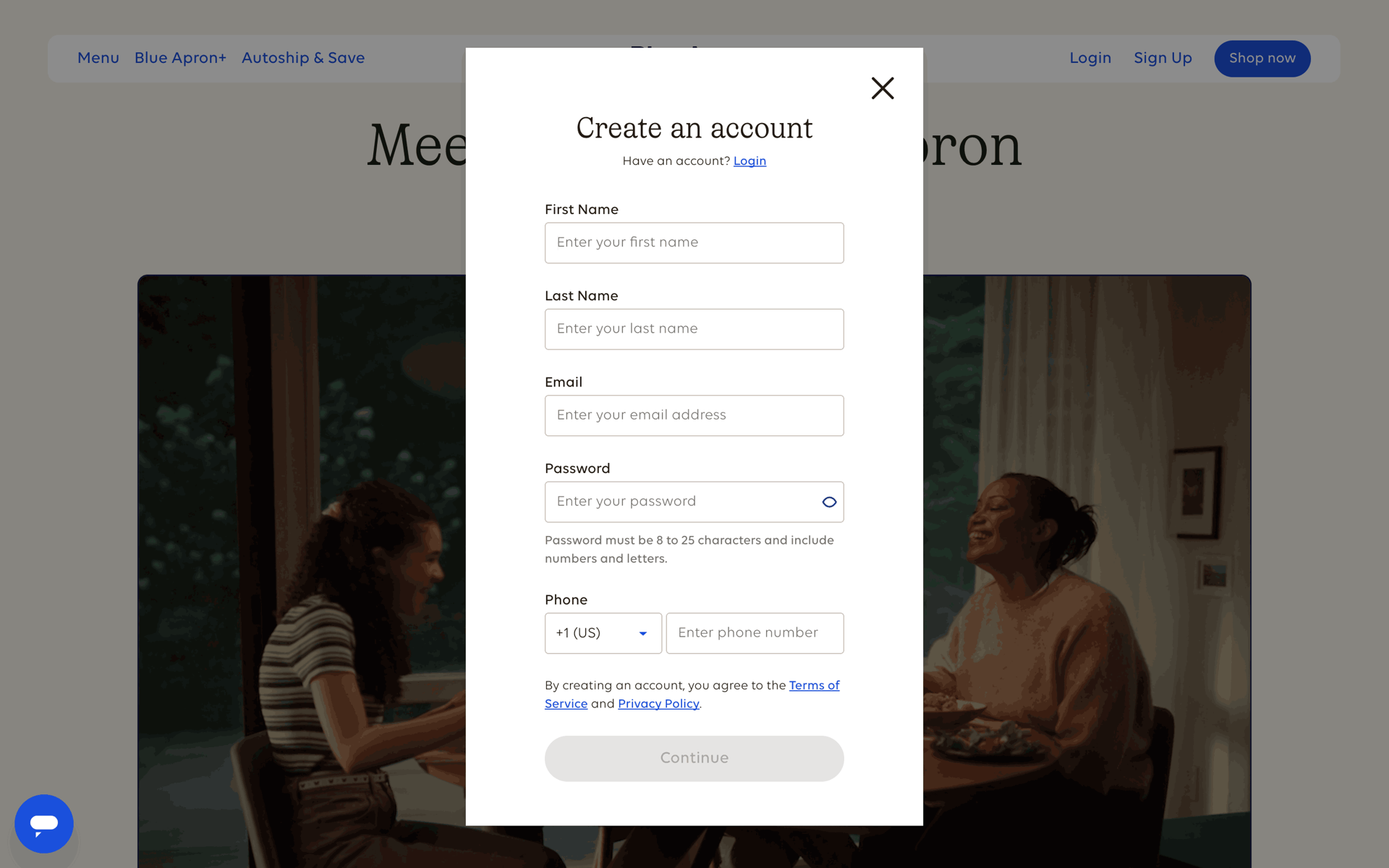 Blue Apron Web Shopping interface screenshot 2