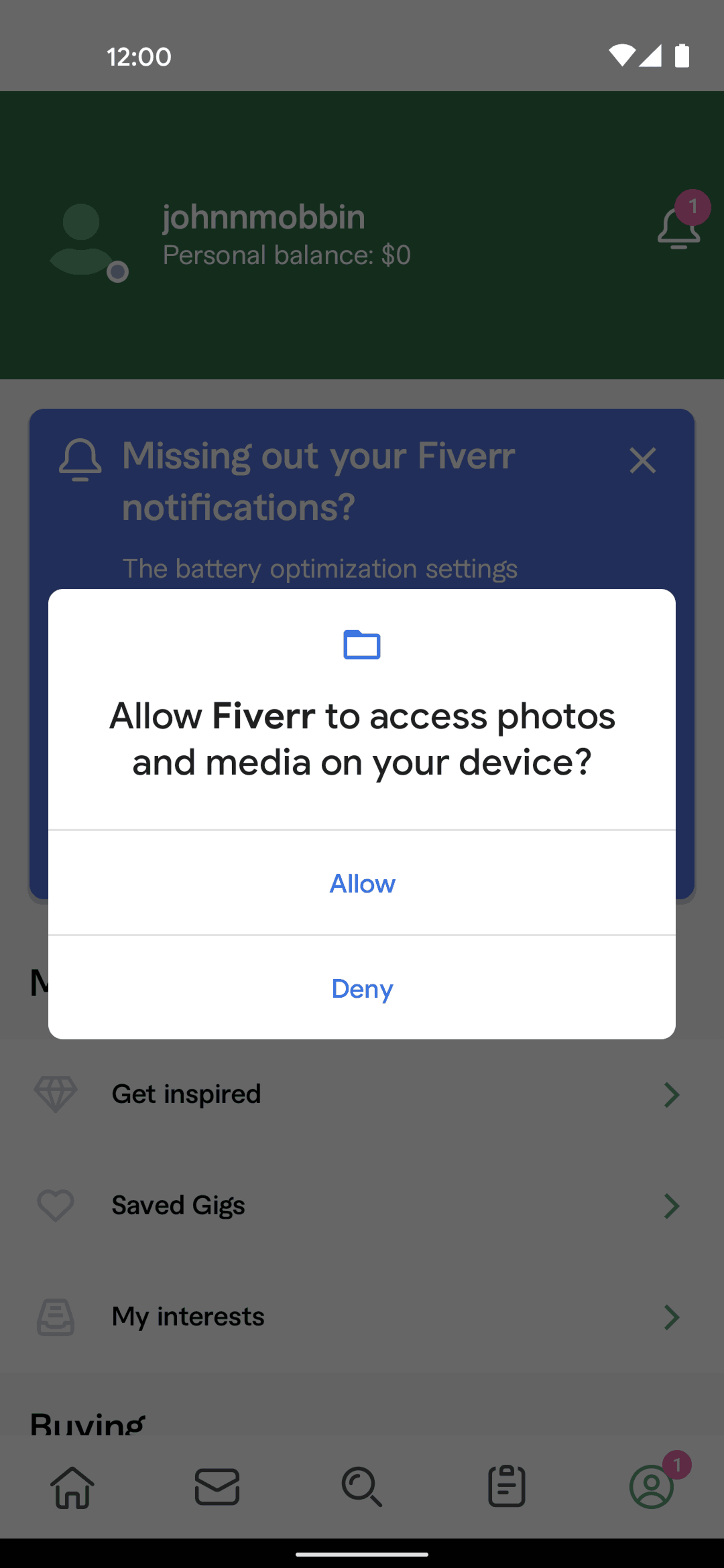 Fiverr Android Business interface screenshot 17