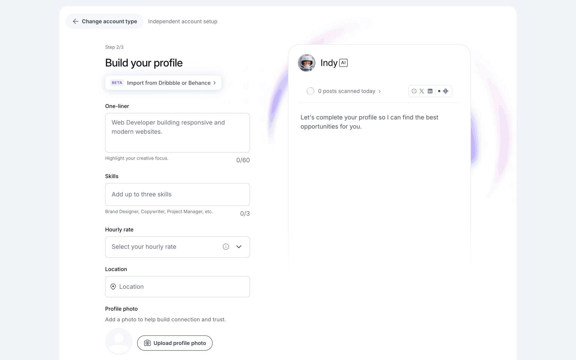 Onboarding (freelancer) on Contra (web) screen 9