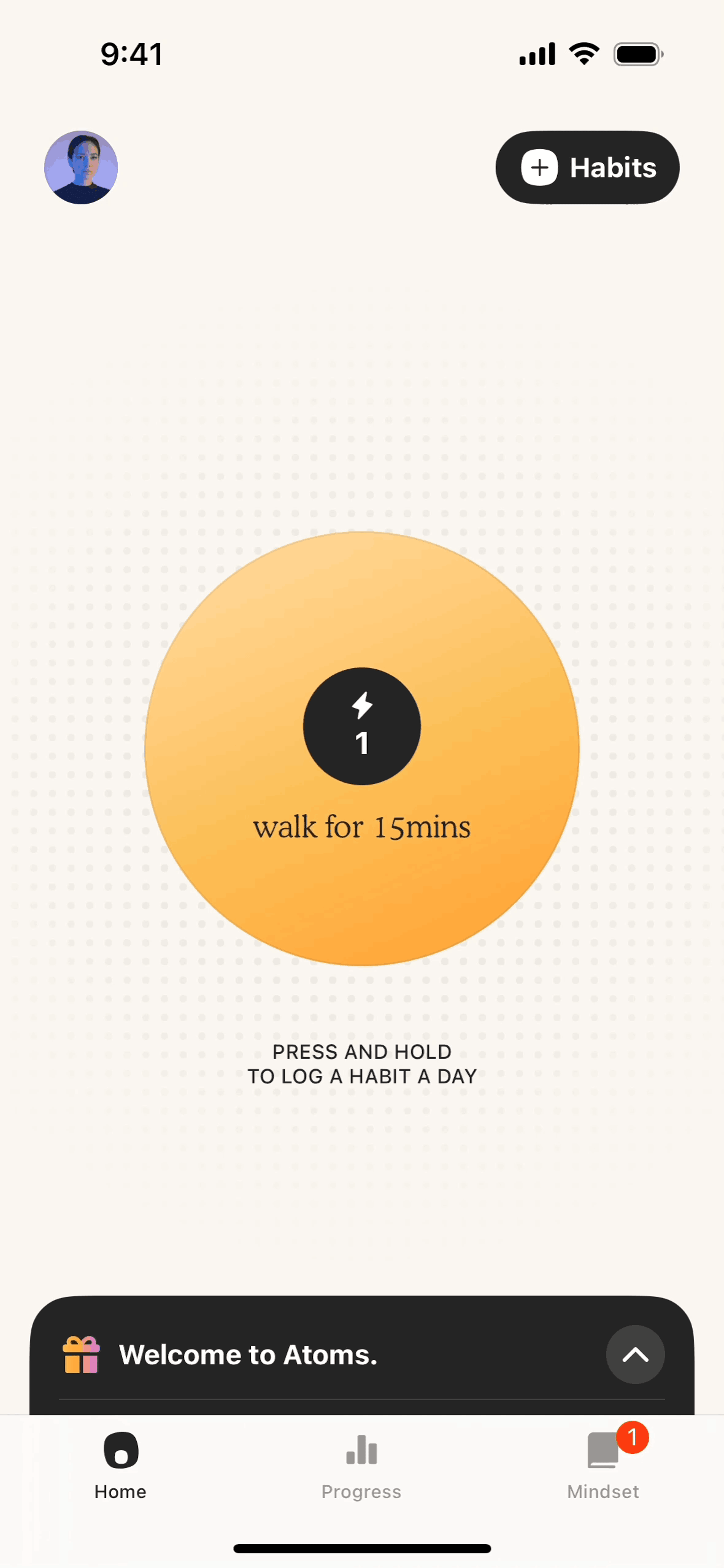 Atoms iOS Productivity interface screenshot 2