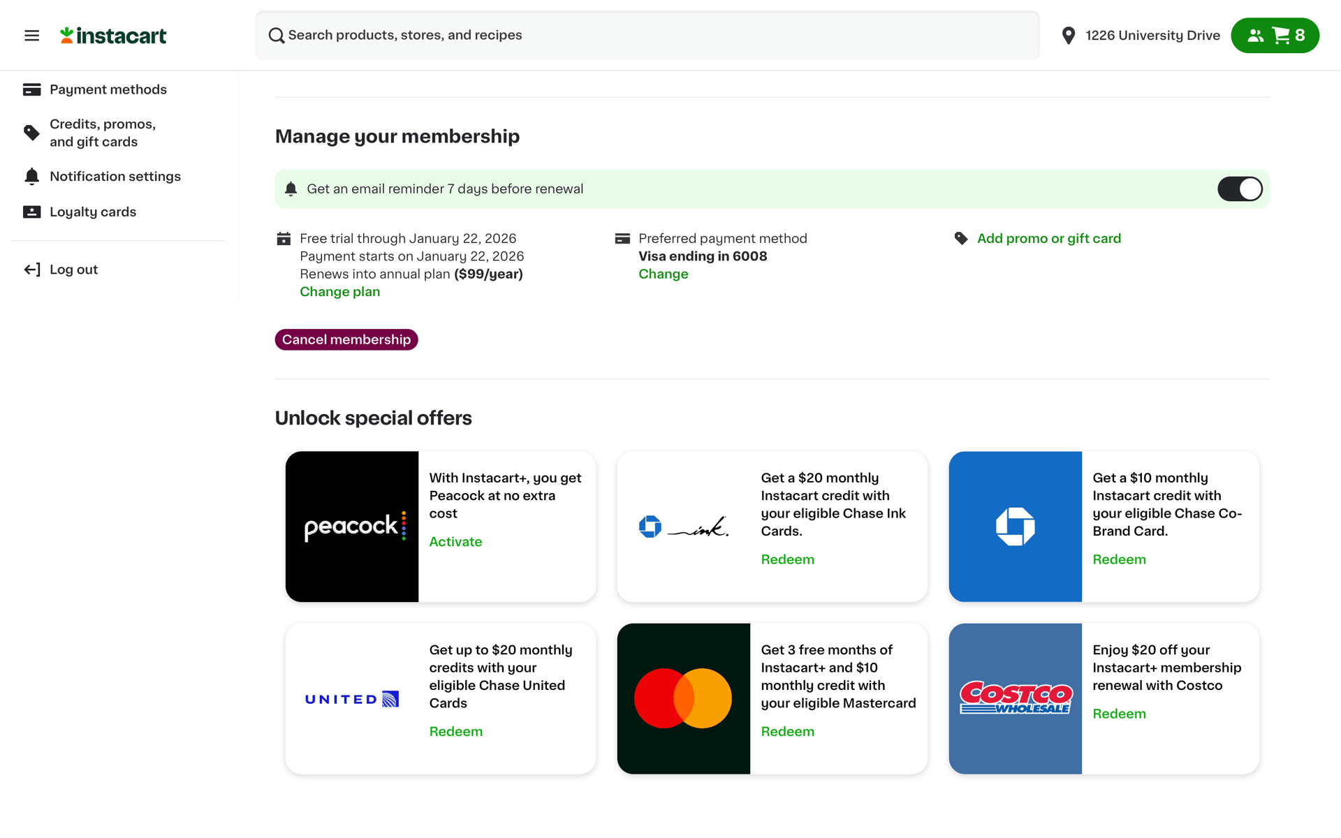 Instacart Web Shopping interface screenshot 24