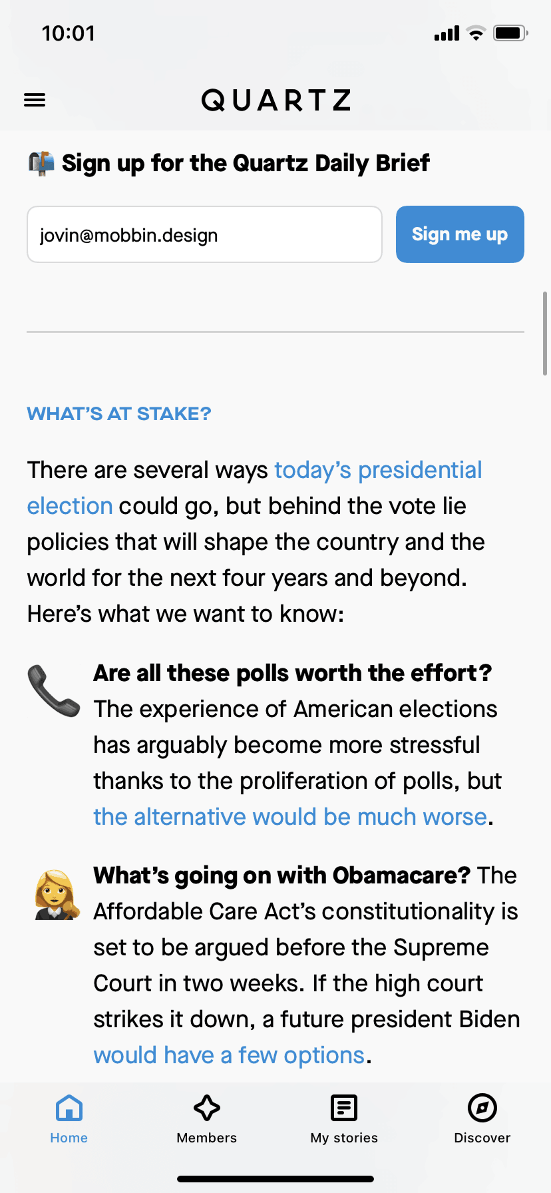 Quartz iOS News interface screenshot 13