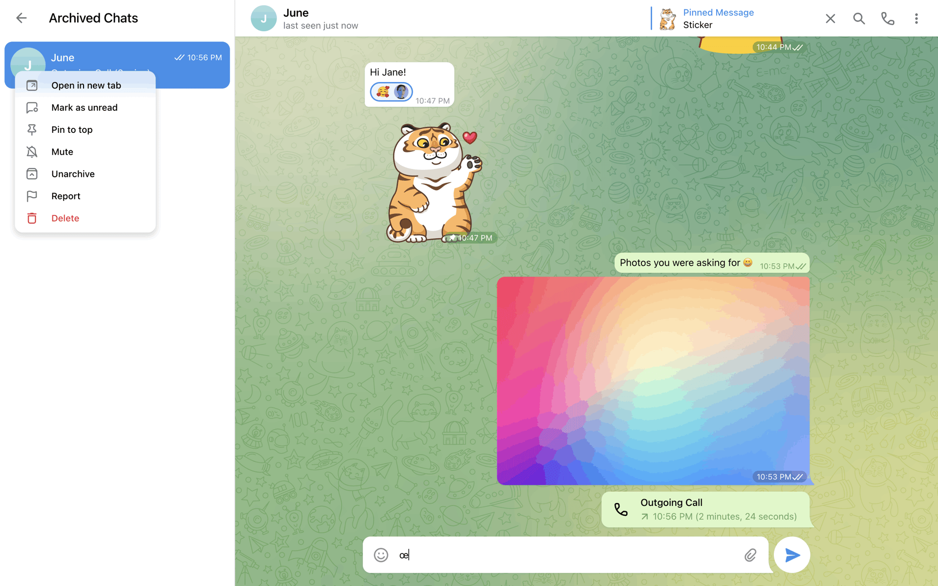 Telegram Web Social Networking interface screenshot 16
