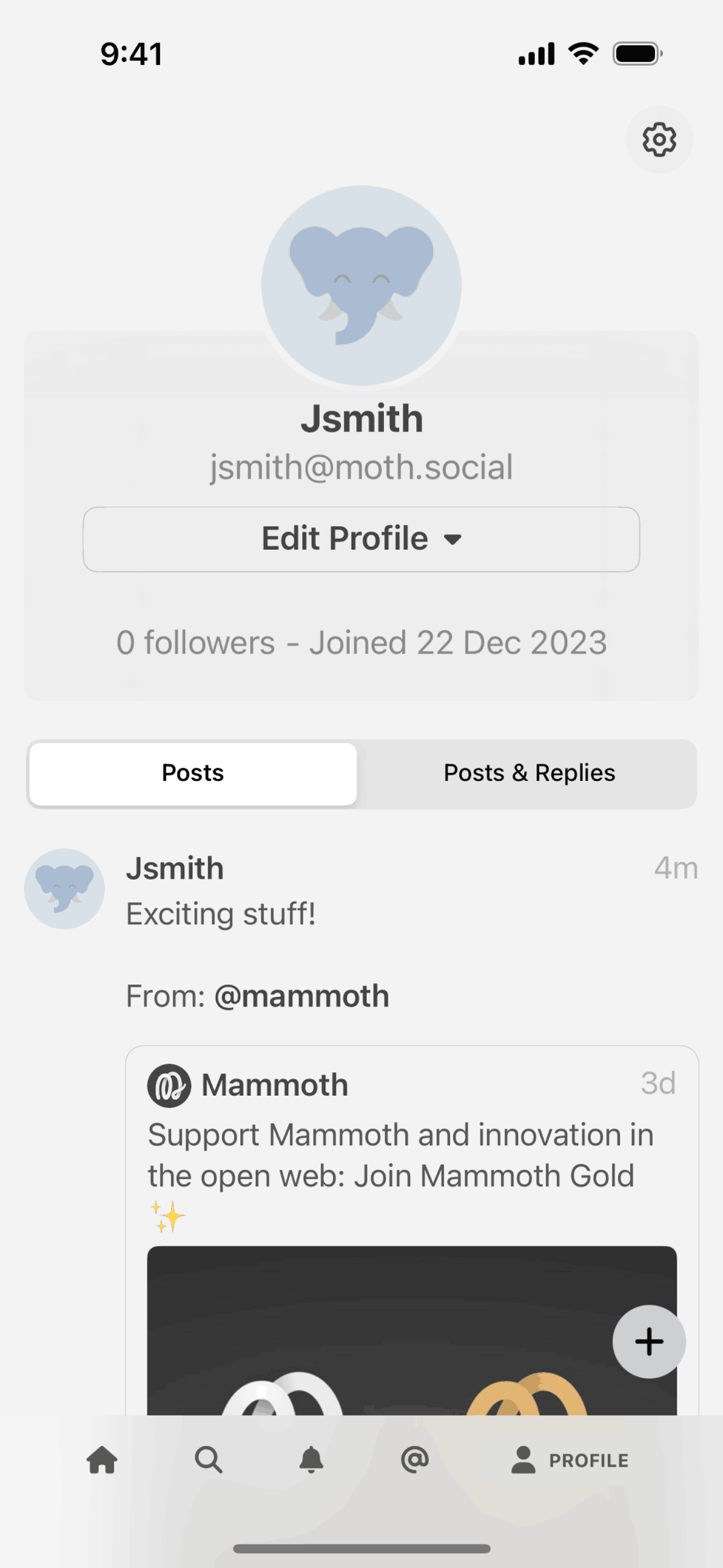 Mammoth iOS Social Networking interface screenshot 2