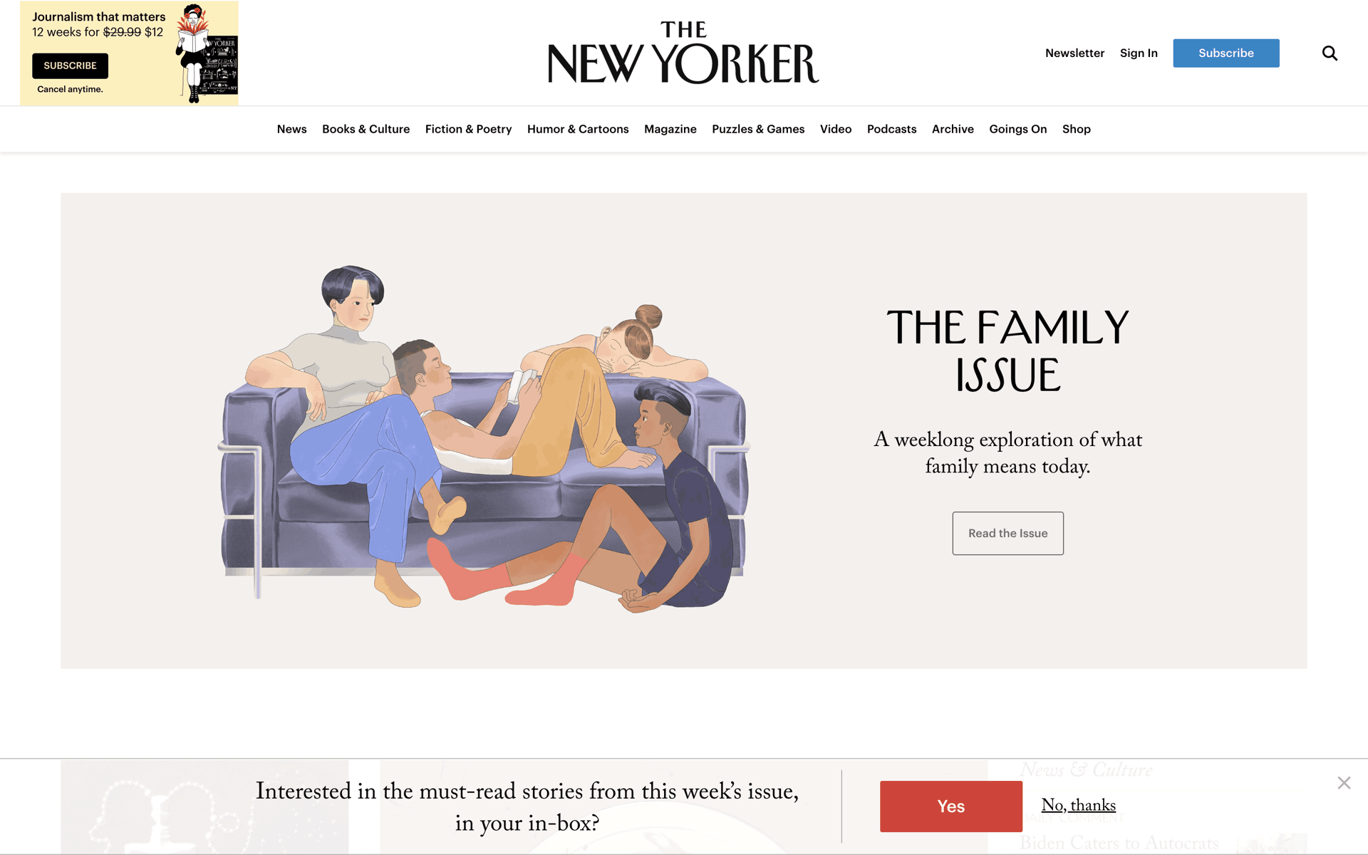 The New Yorker Web News interface screenshot 1