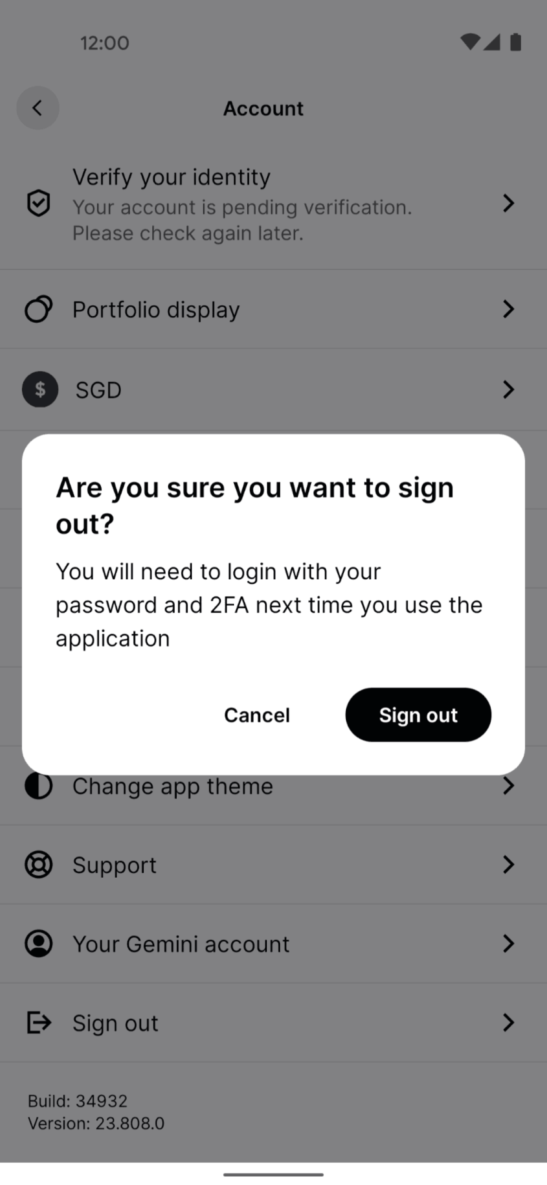 Gemini Android Finance interface screenshot 10