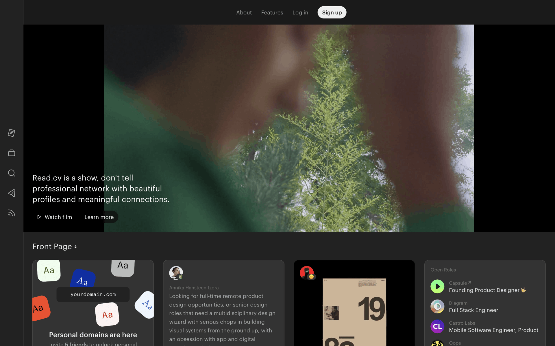 Read.cv Web Social Networking interface screenshot 1
