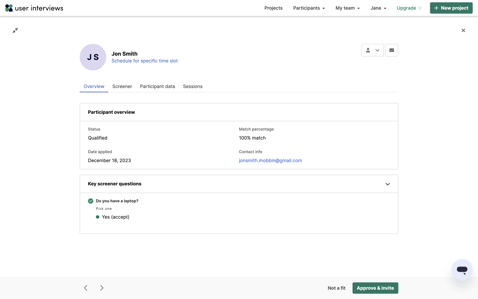 User Interviews Web Business interface screenshot 24