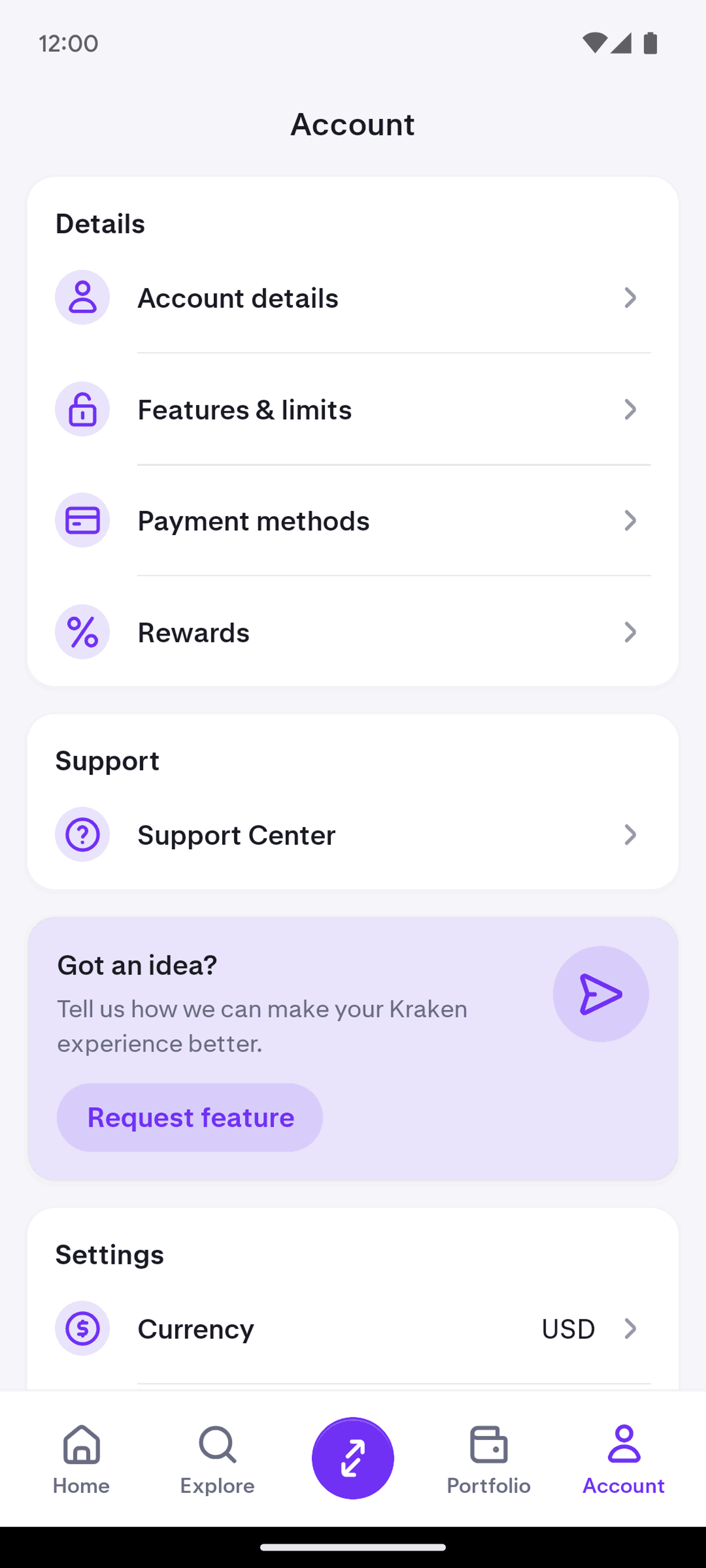 Kraken Android Finance interface screenshot 4