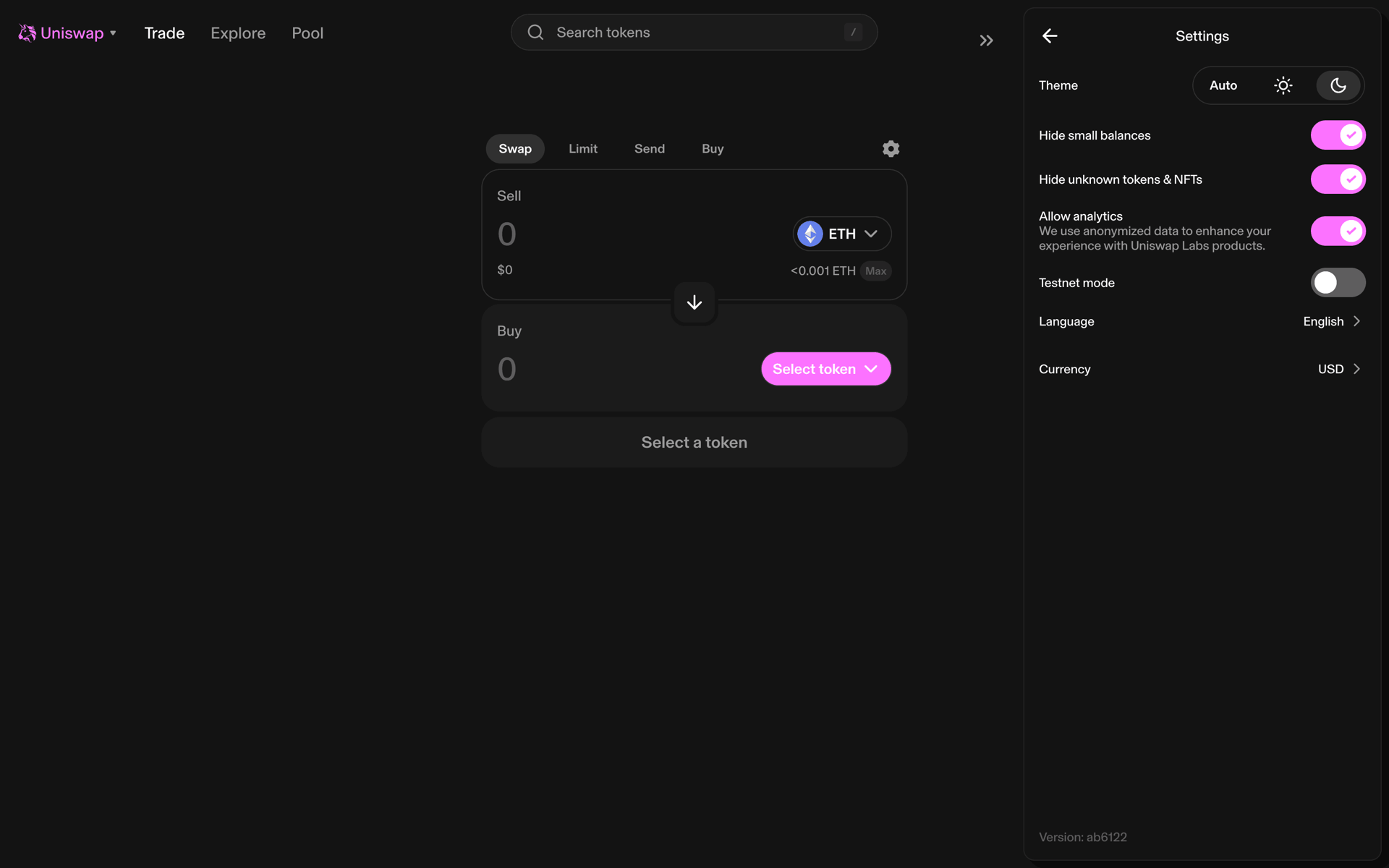 Uniswap Web Finance interface screenshot 11