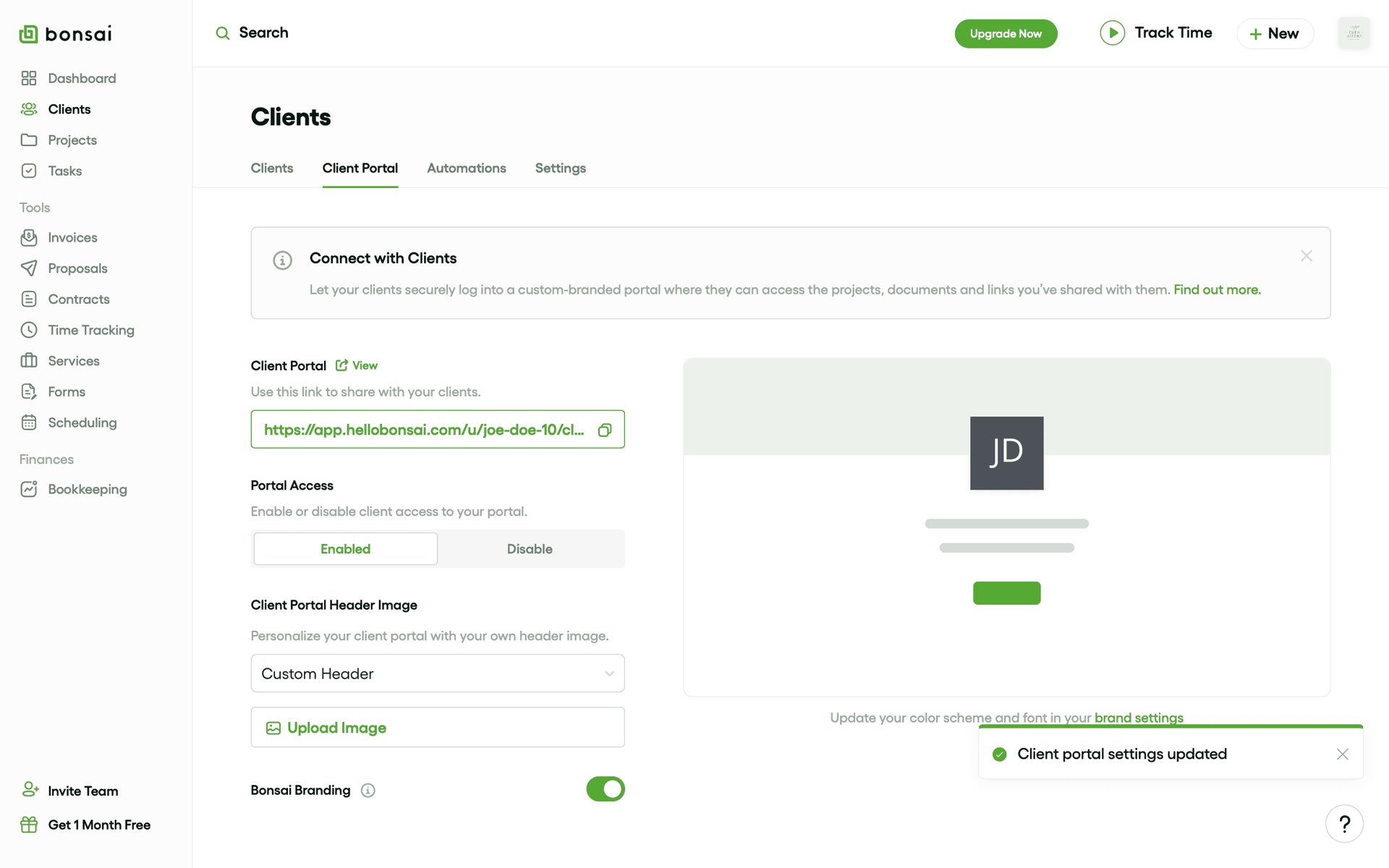 Bonsai Web Finance interface screenshot 16