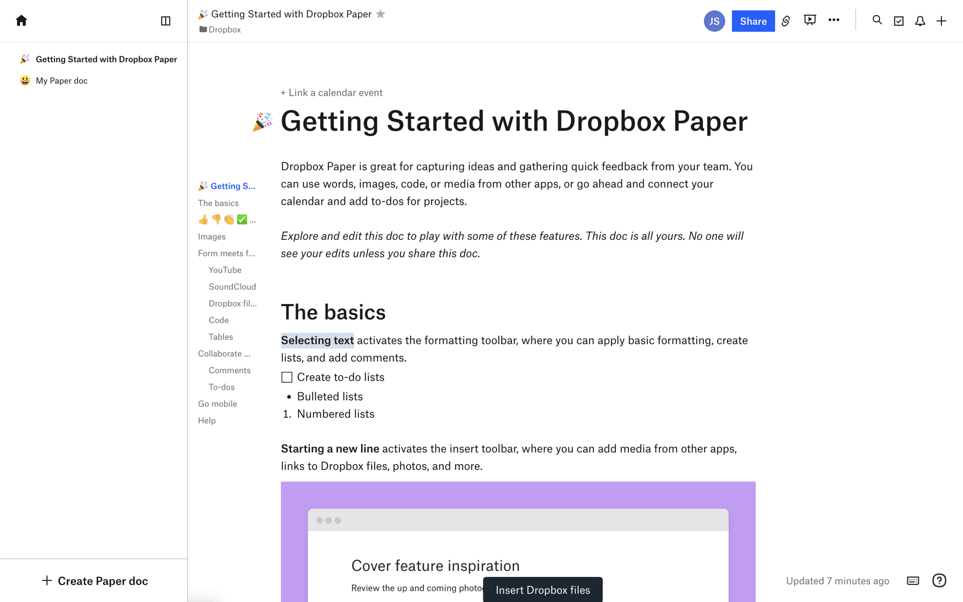 Dropbox Paper Web Productivity interface screenshot 23