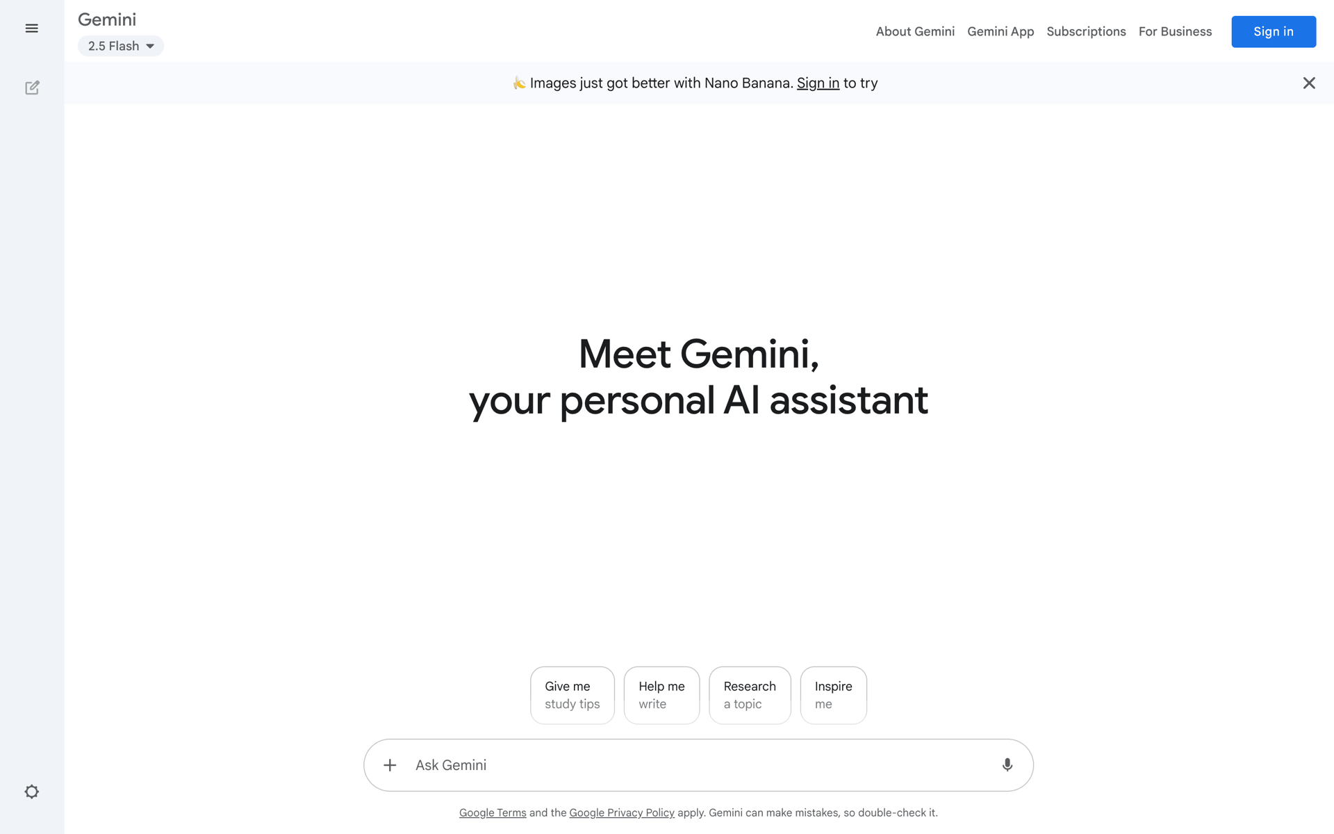 Google Gemini Web AI interface screenshot 1