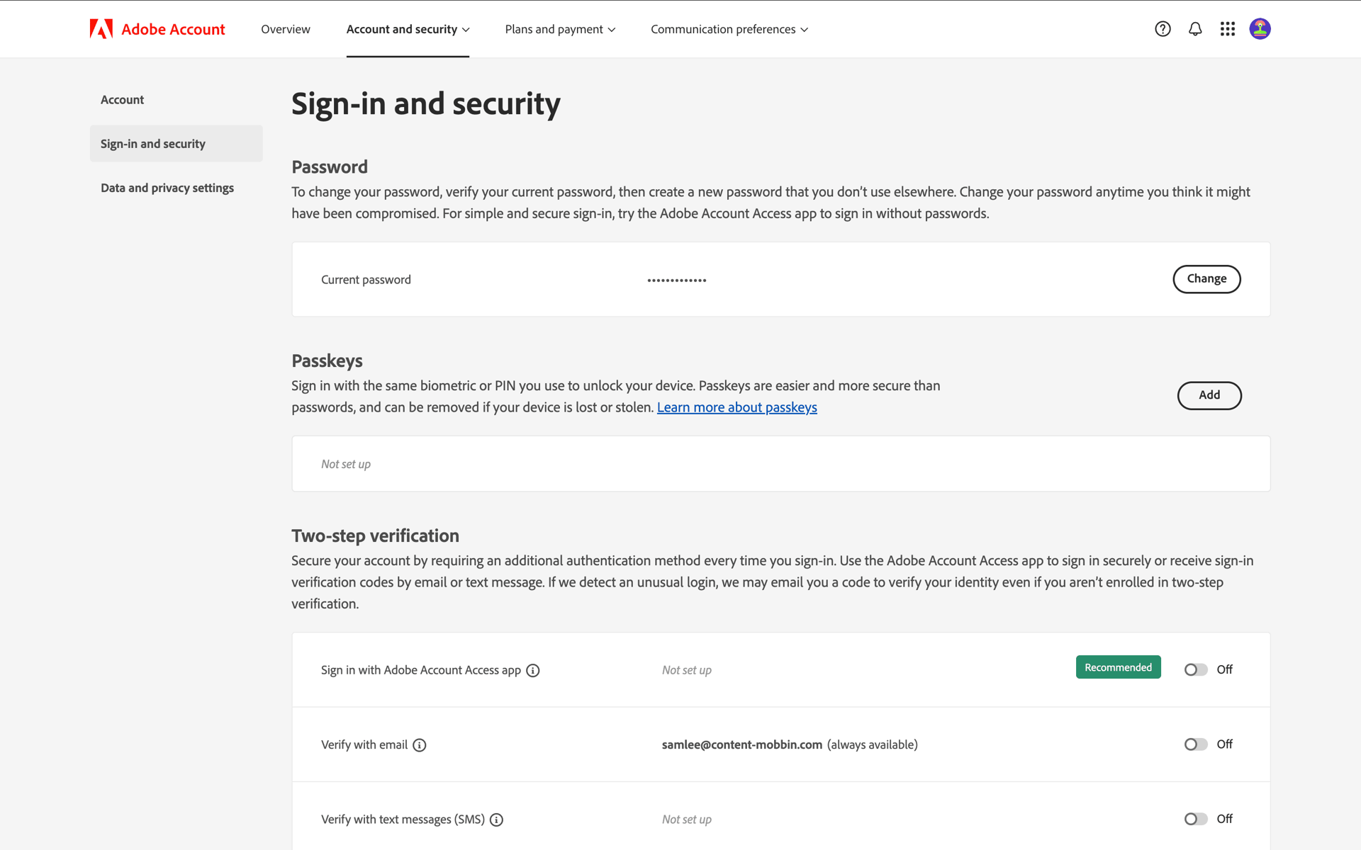 Adobe Web Business interface screenshot 14