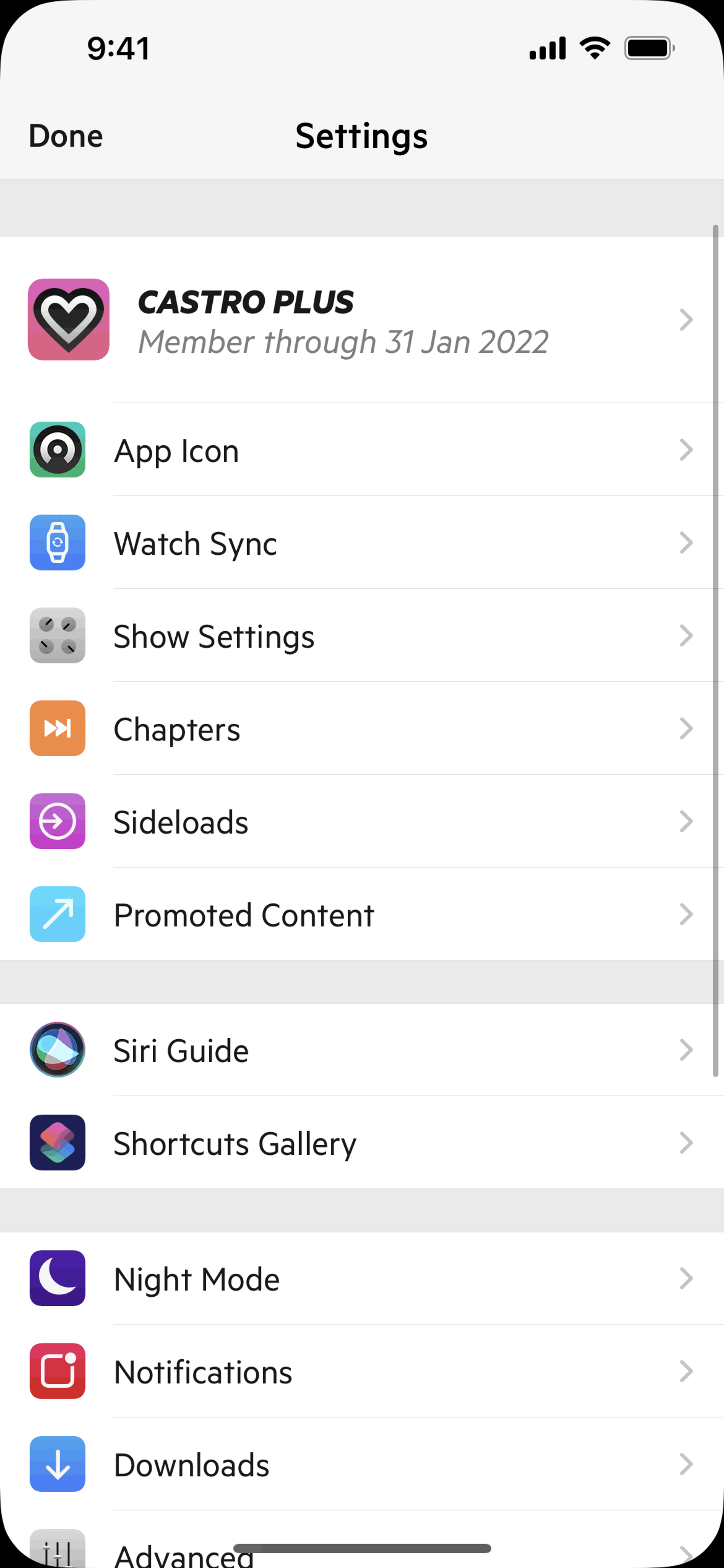 Castro iOS Music & Audio interface screenshot 5