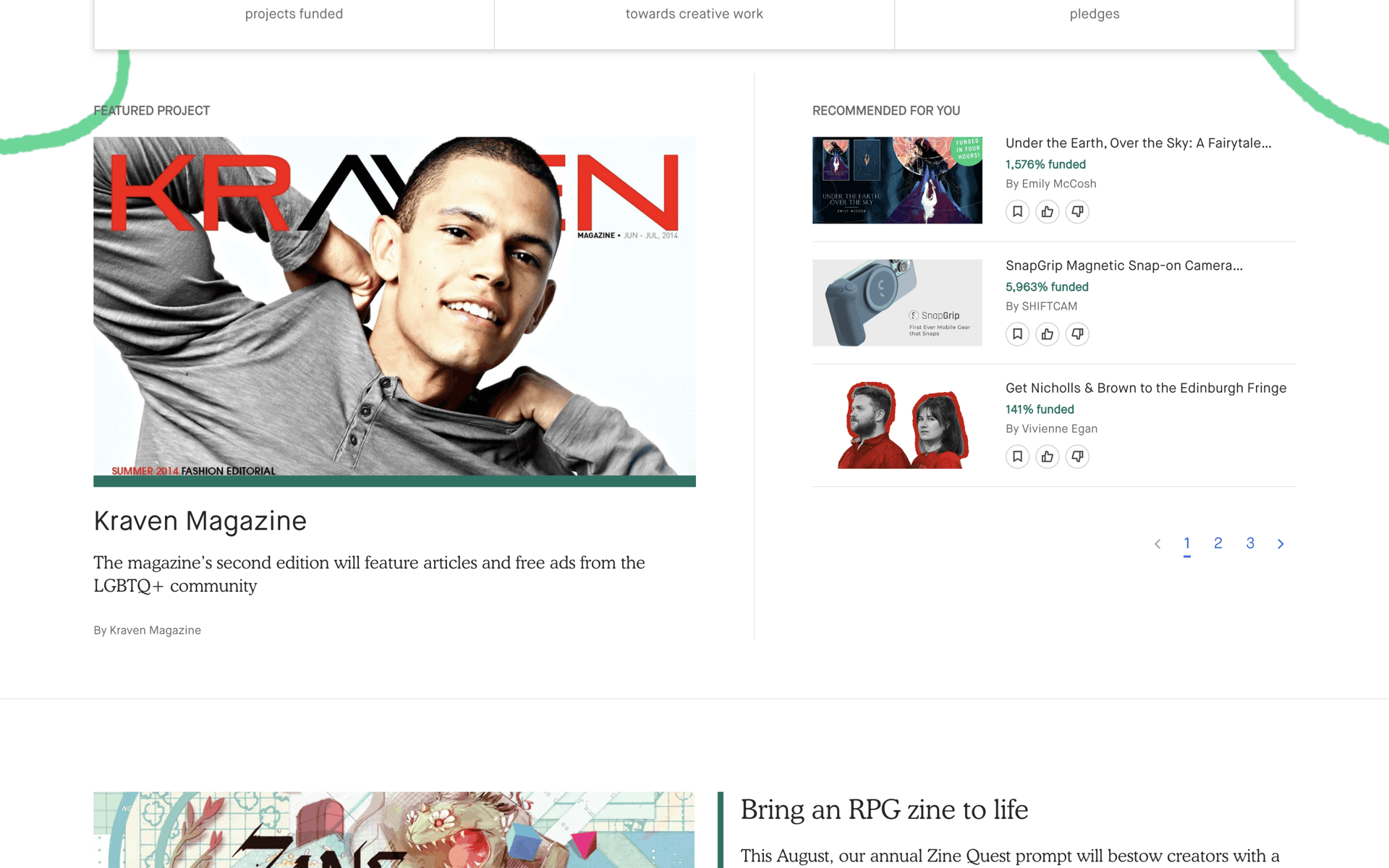 Kickstarter Web Social Networking interface screenshot 5