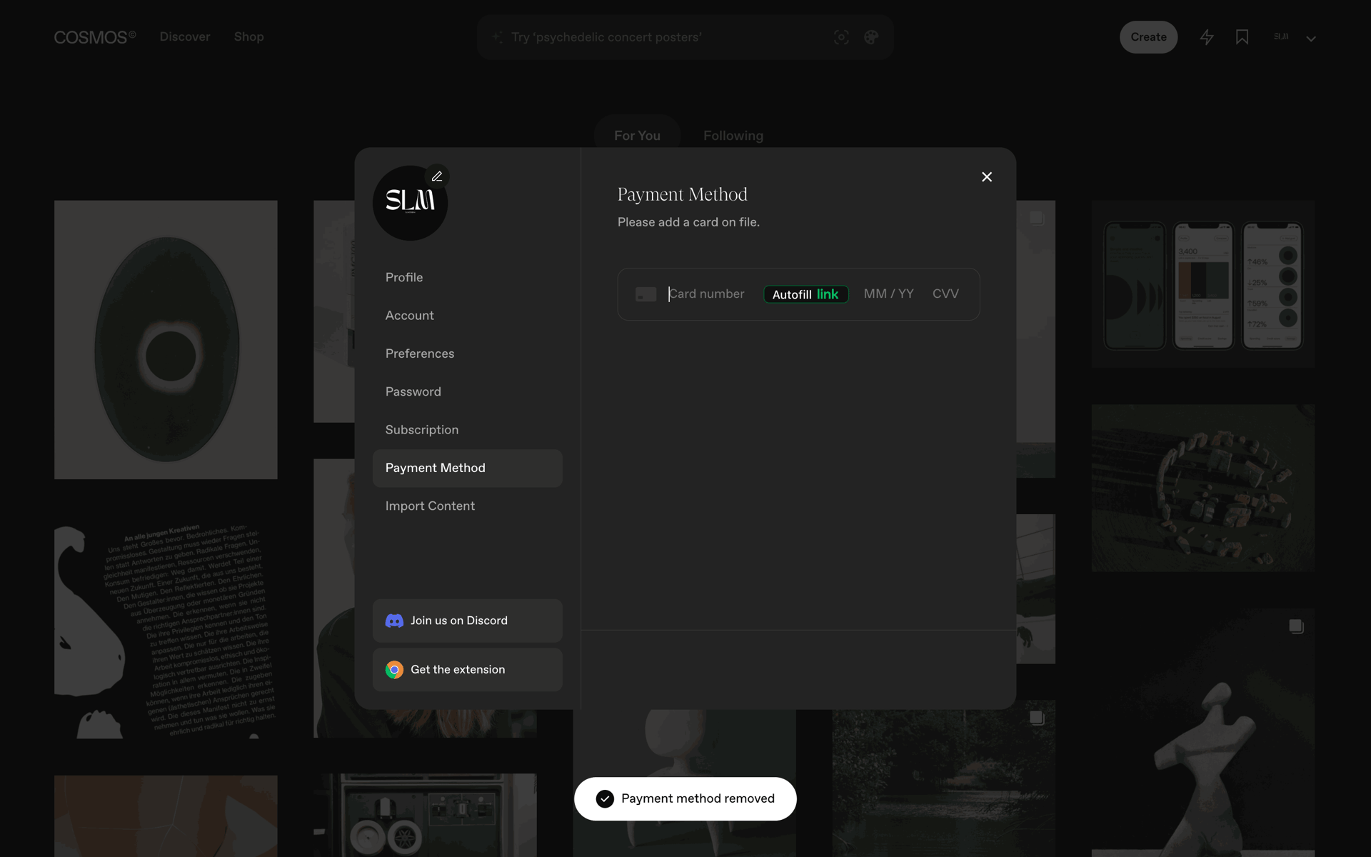 Cosmos Web Photo & Video interface screenshot 22