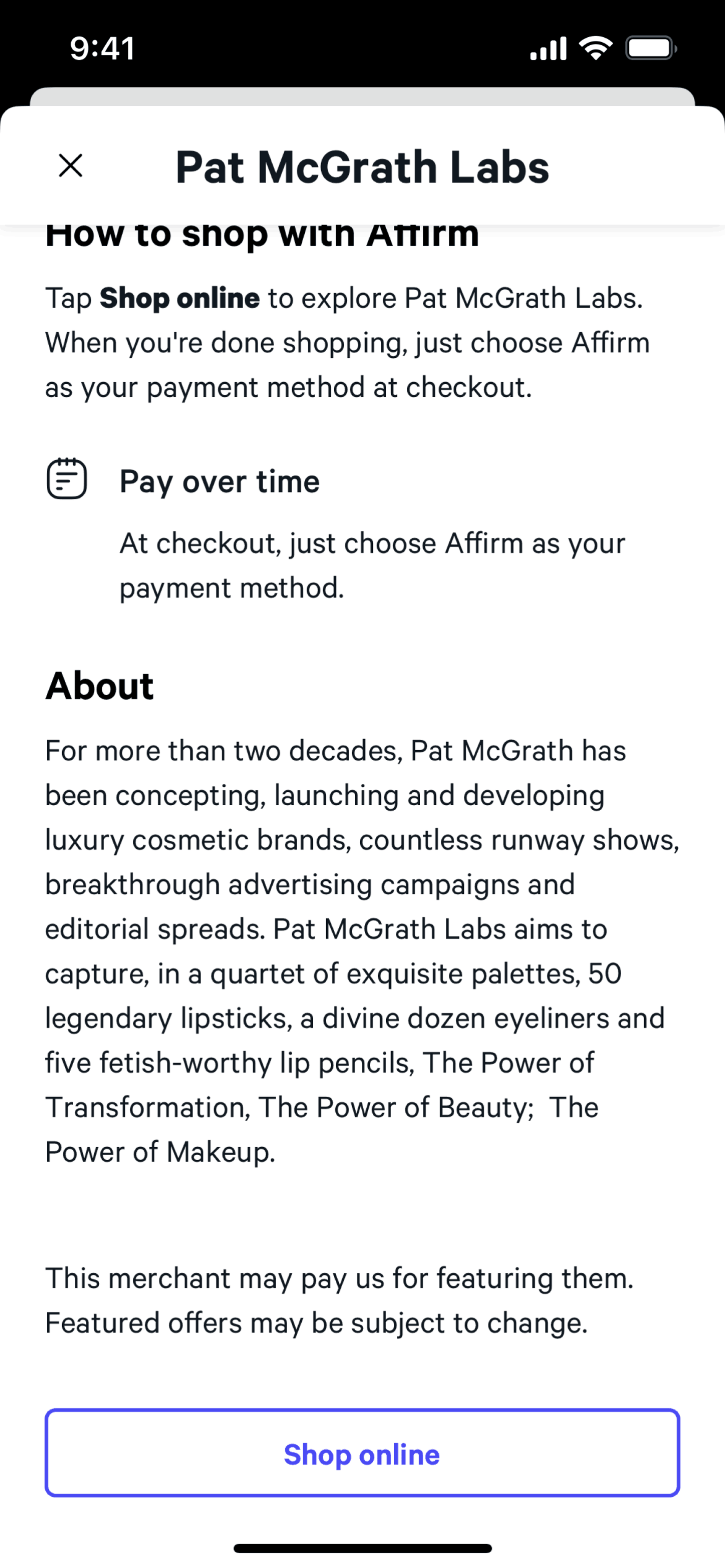 Affirm iOS Finance interface screenshot 8