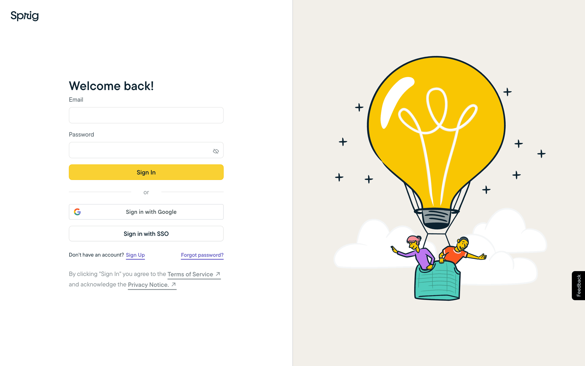 Sprig Web Business interface screenshot 2