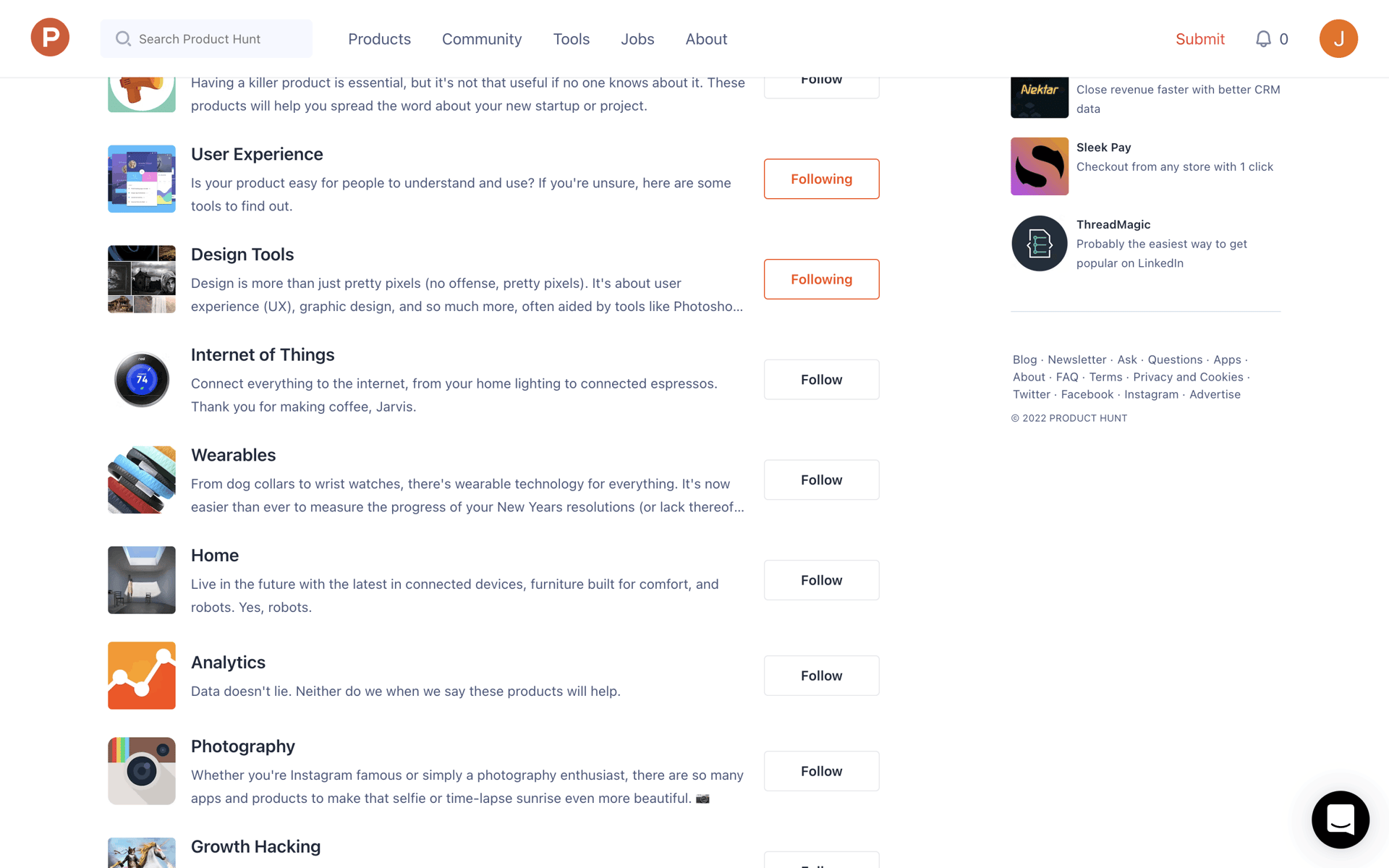 Product Hunt Web Business interface screenshot 18