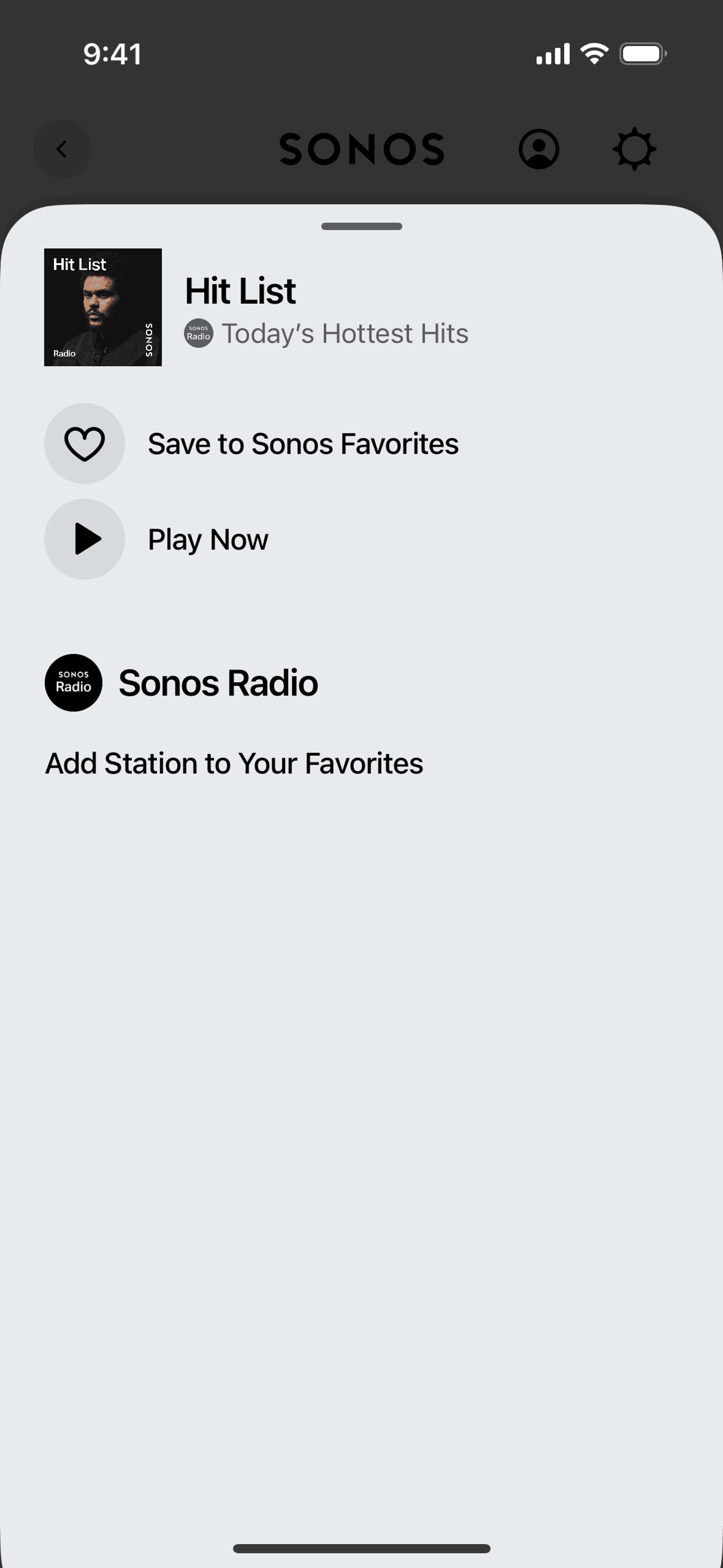 Saving to favorites on Sonos (ios) screen 2