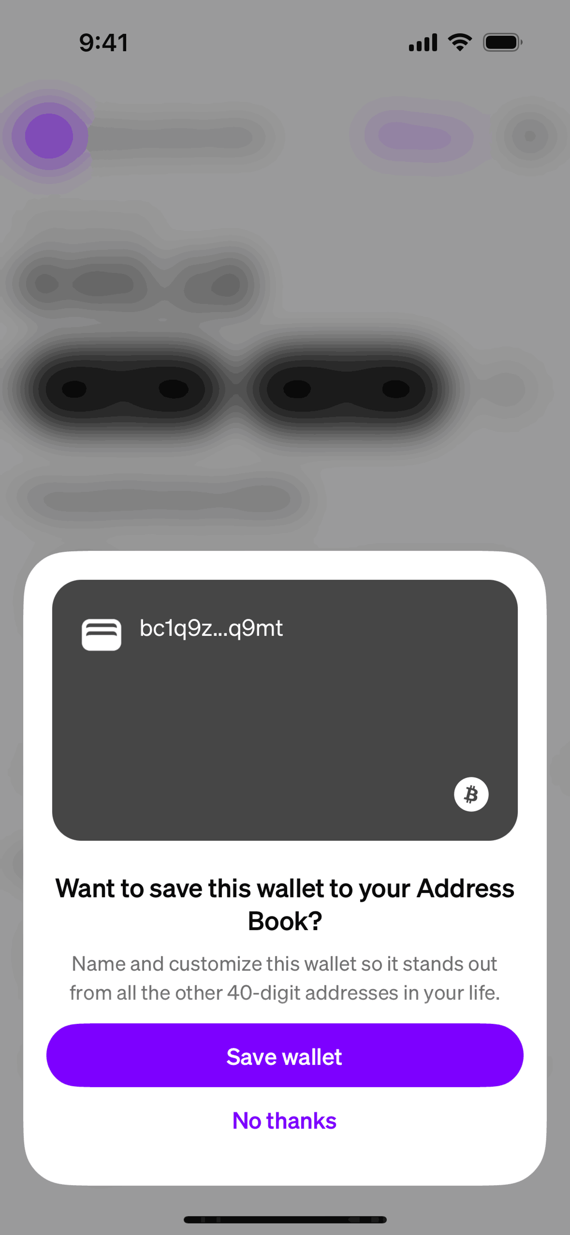 Saving wallet on MoonPay (ios) screen 2