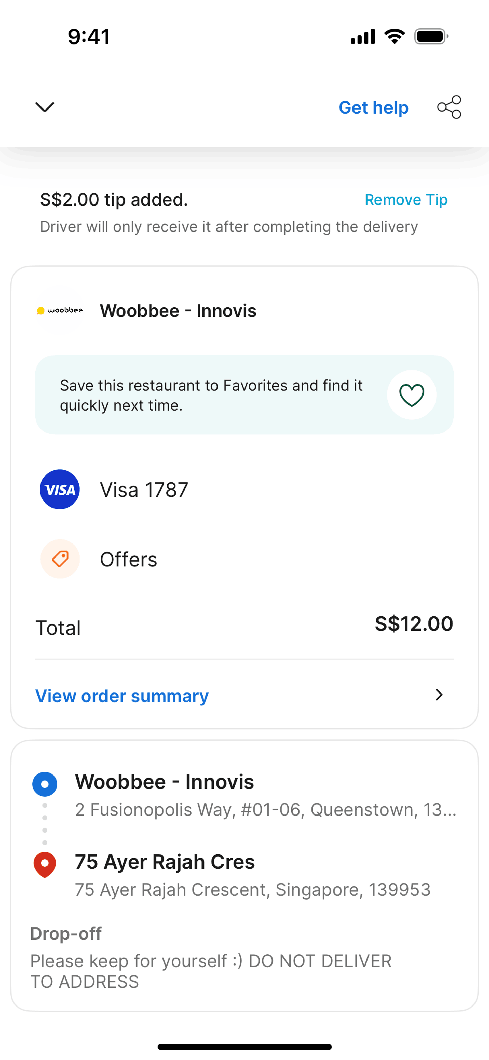 Food & Drink app screen 3