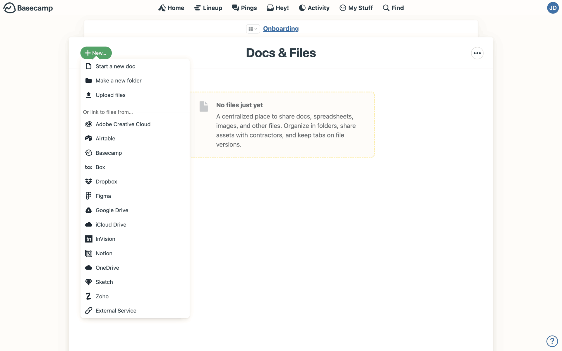 Basecamp Web Business interface screenshot 19