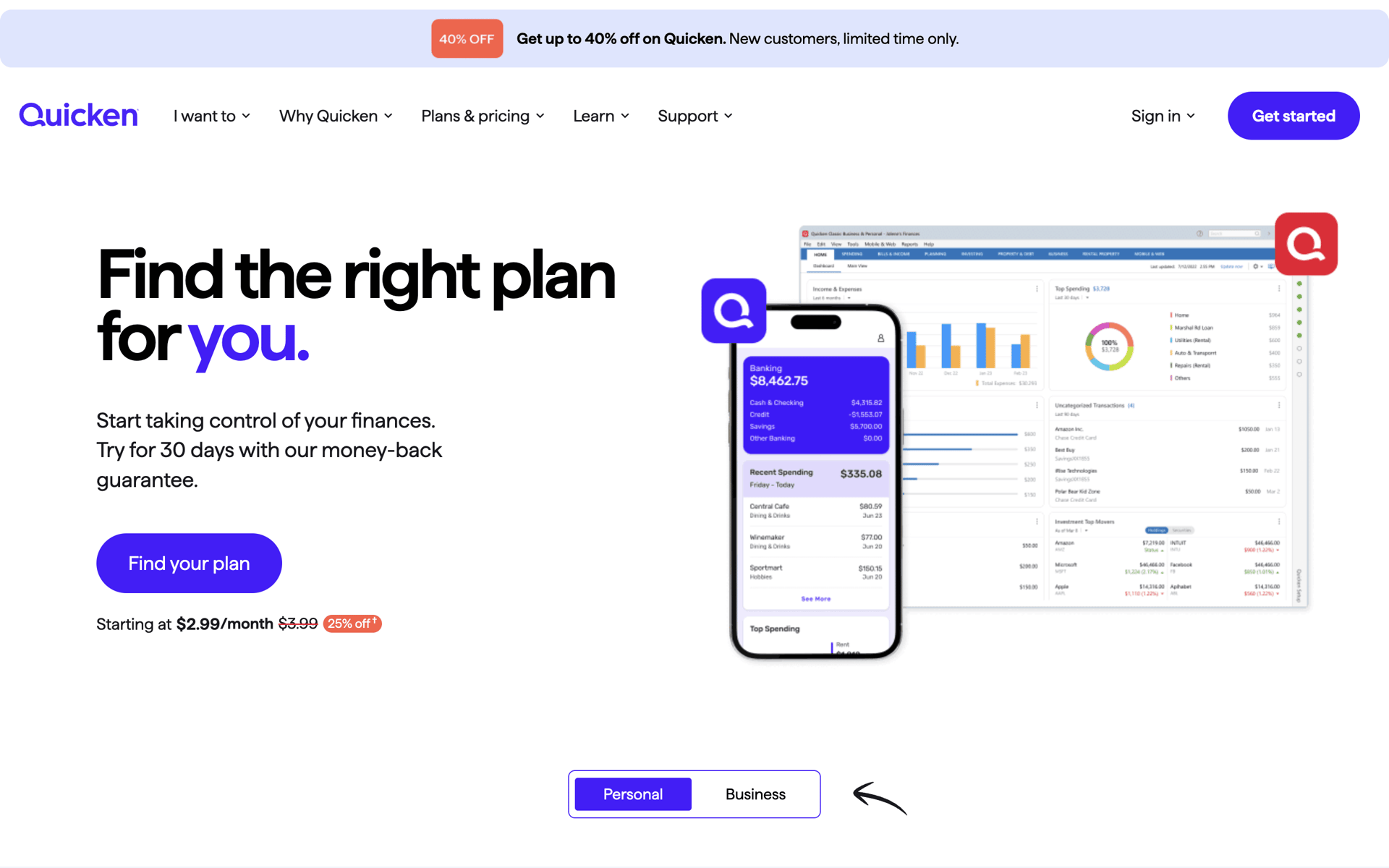Quicken Web Finance interface screenshot 4