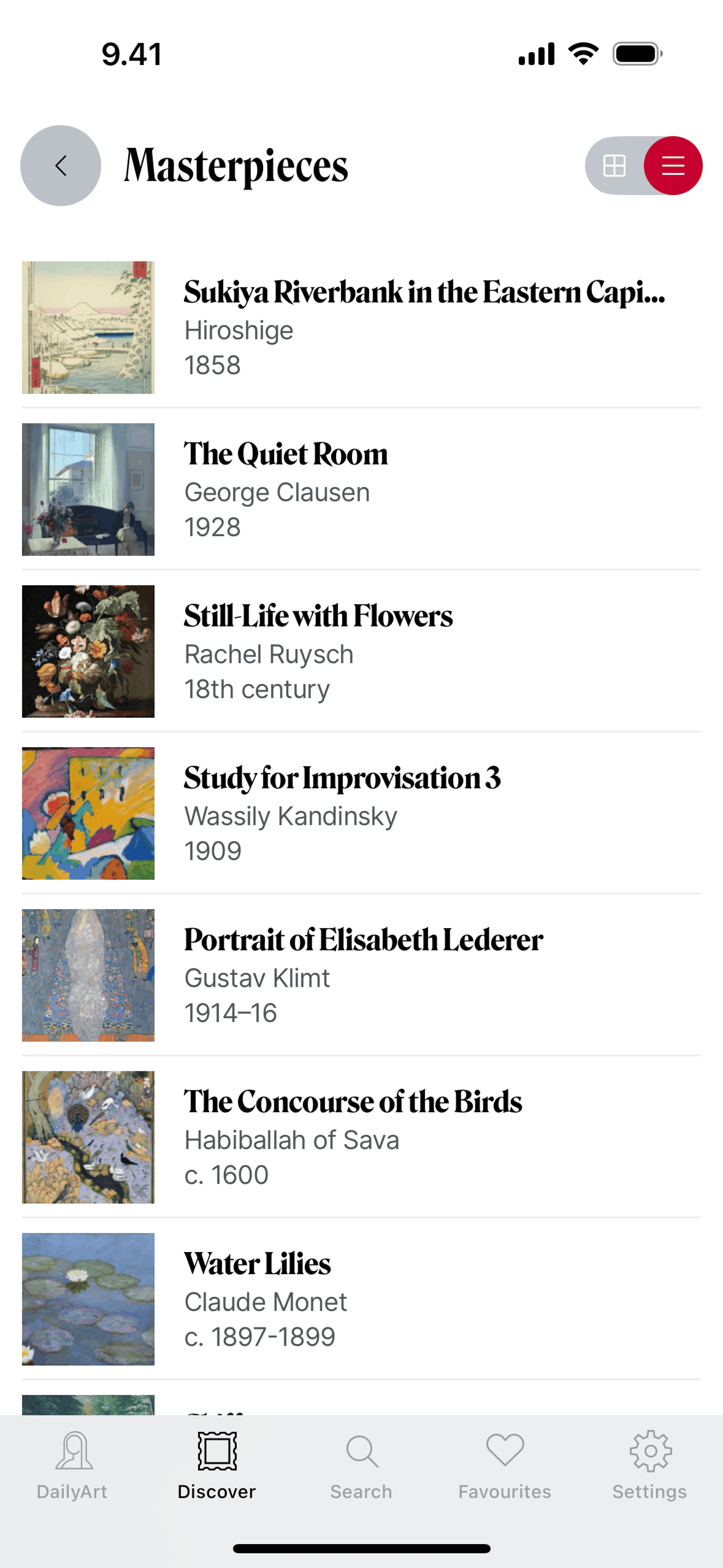 DailyArt iOS Education interface screenshot 21